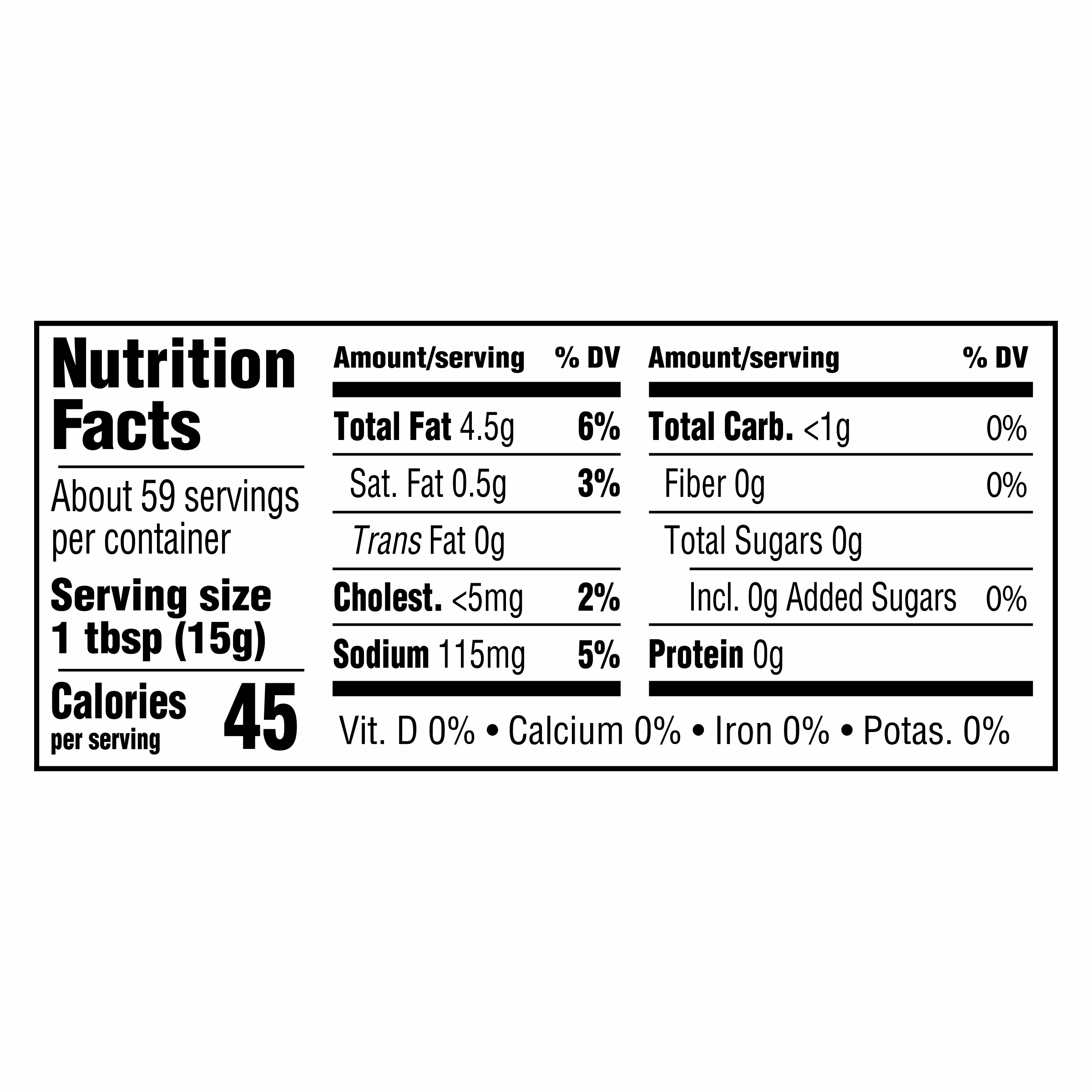 Nutrition info for this product.