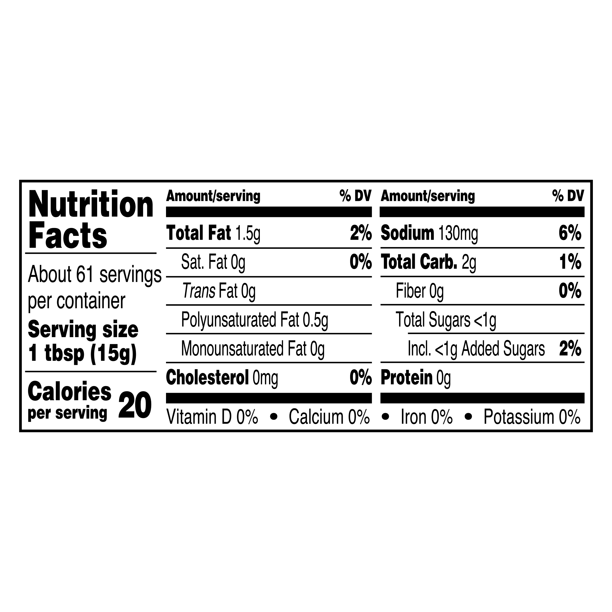 Nutrition info for this product.