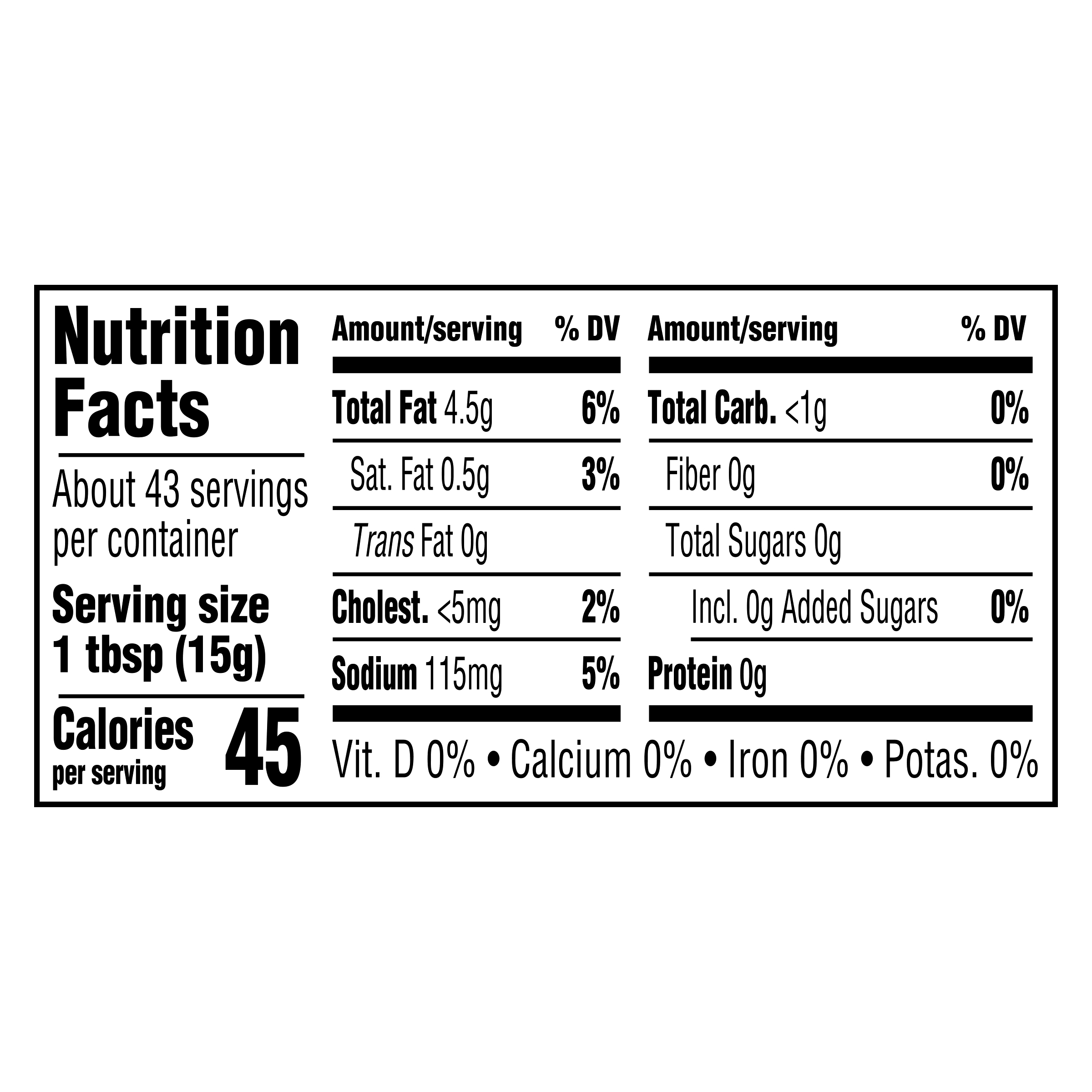 Nutrition info for this product.