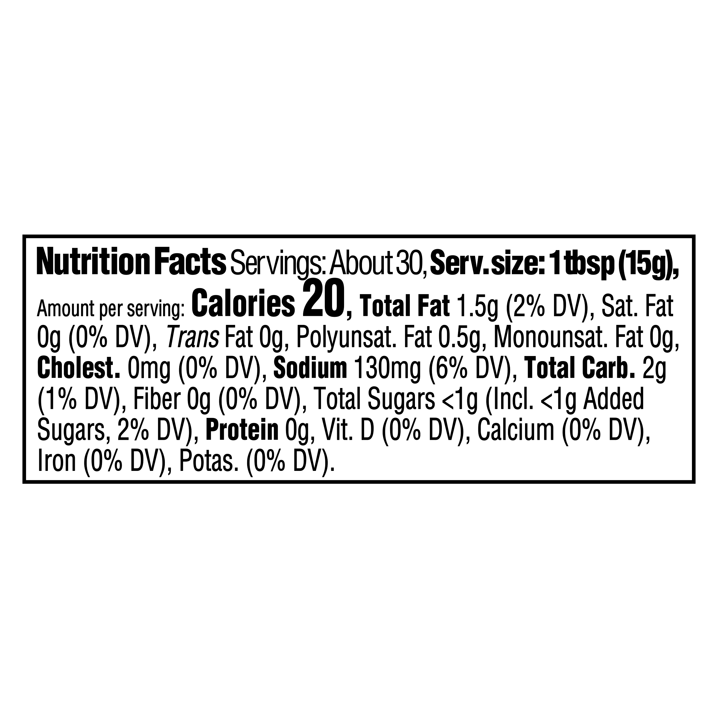 Nutrition info for this product.