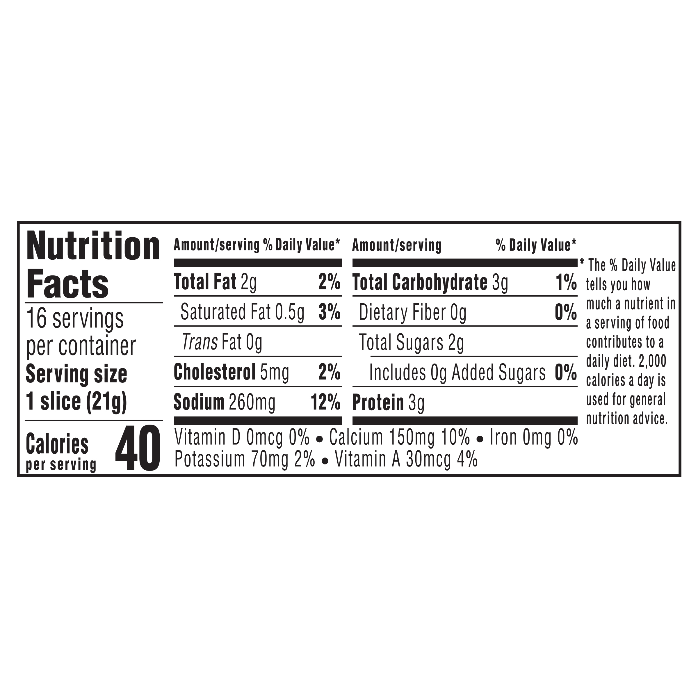 Nutrition info for this product.