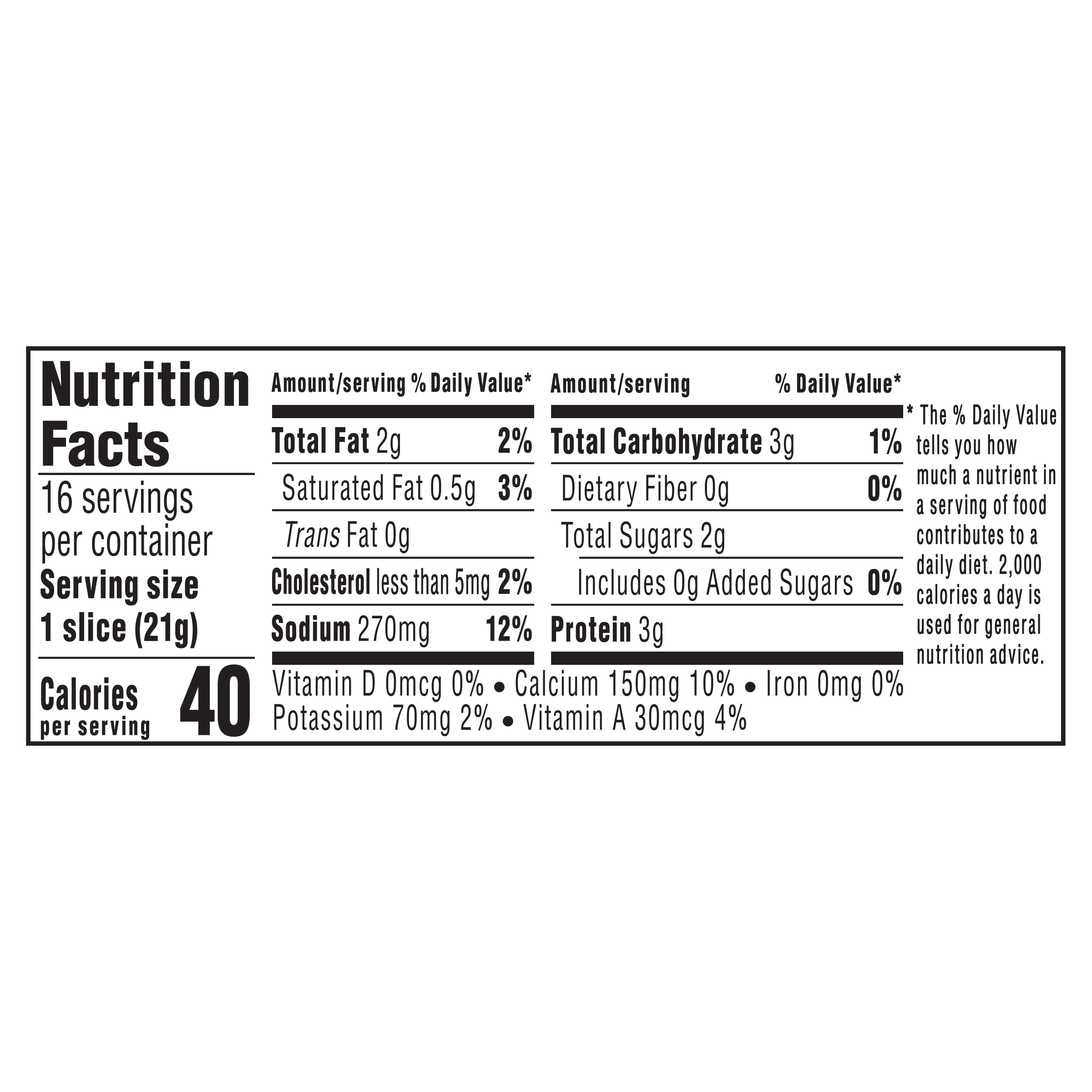 Nutrition info for this product.