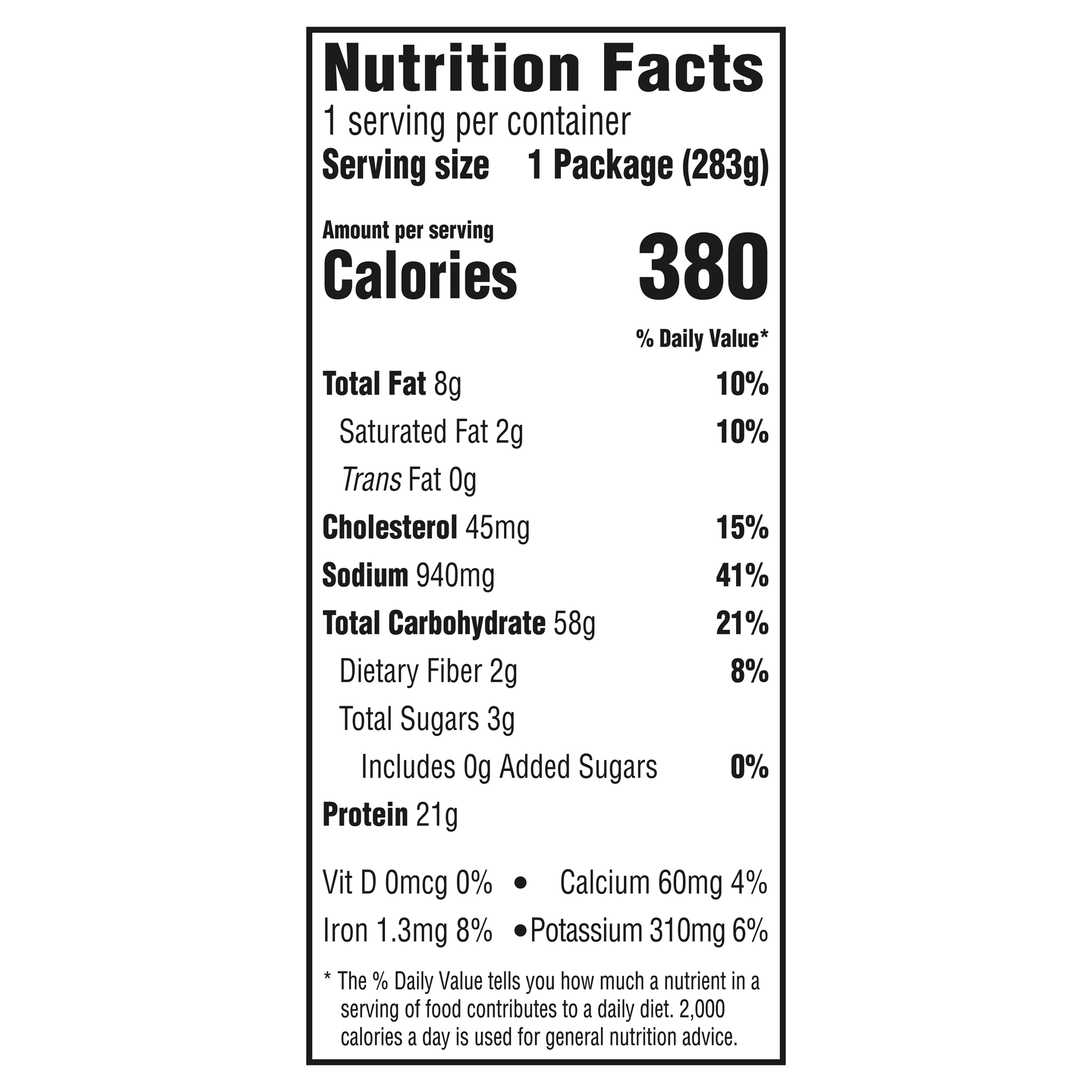 Nutrition info for this product.