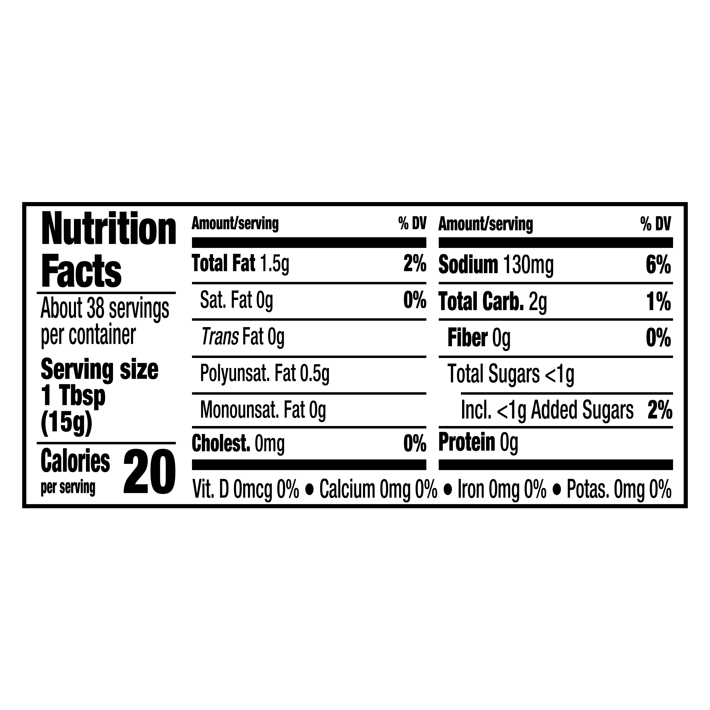 Nutrition info for this product.