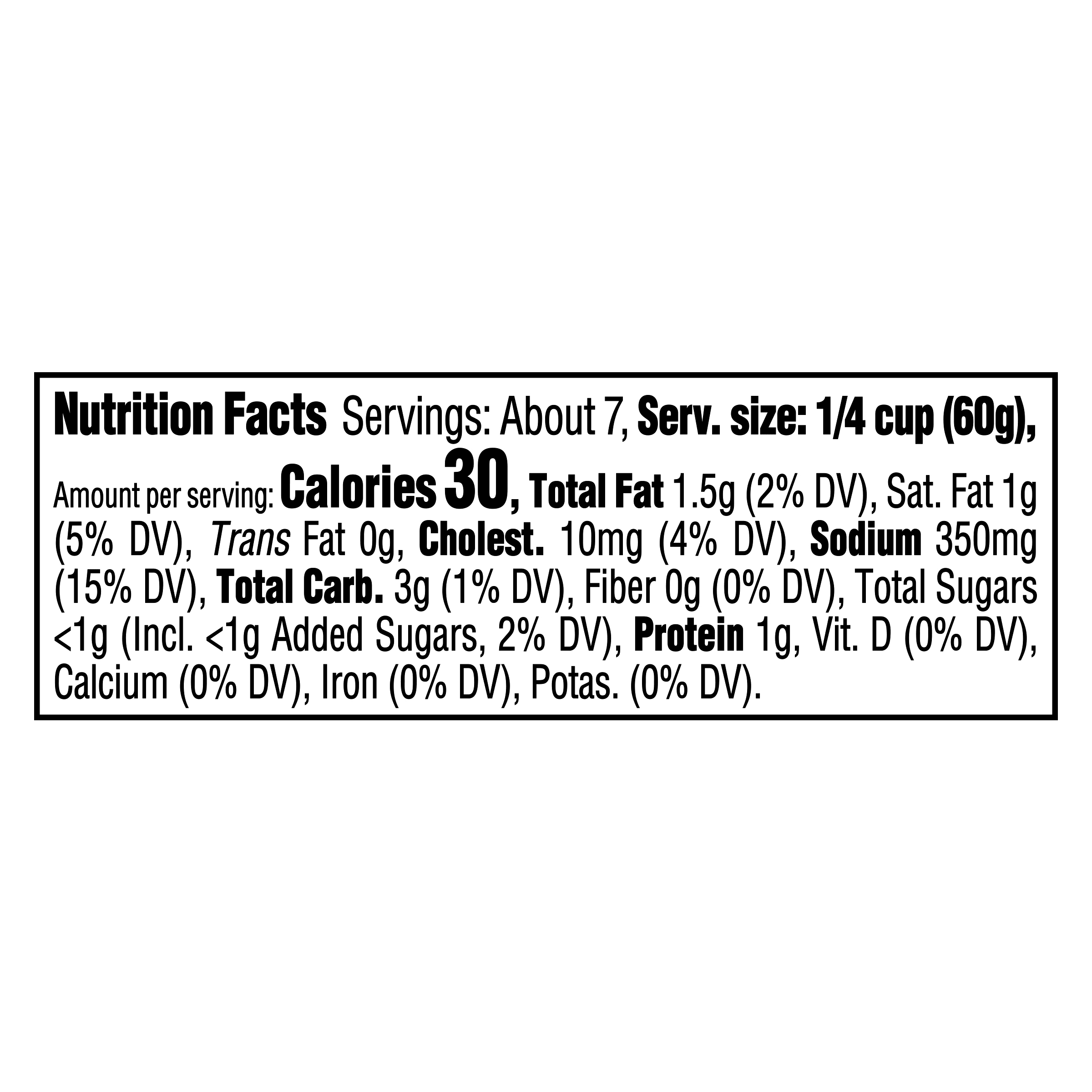 Nutrition info for this product.