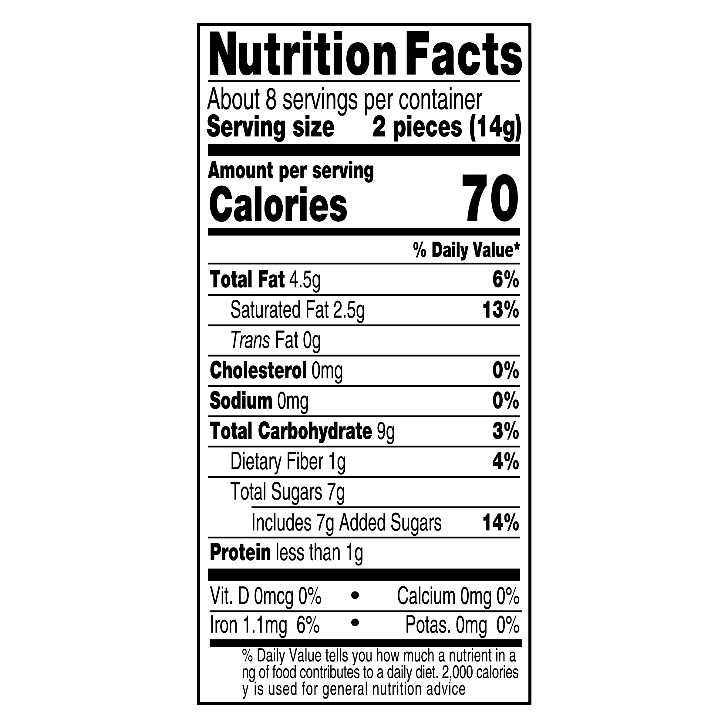 Nutrition info for this product.