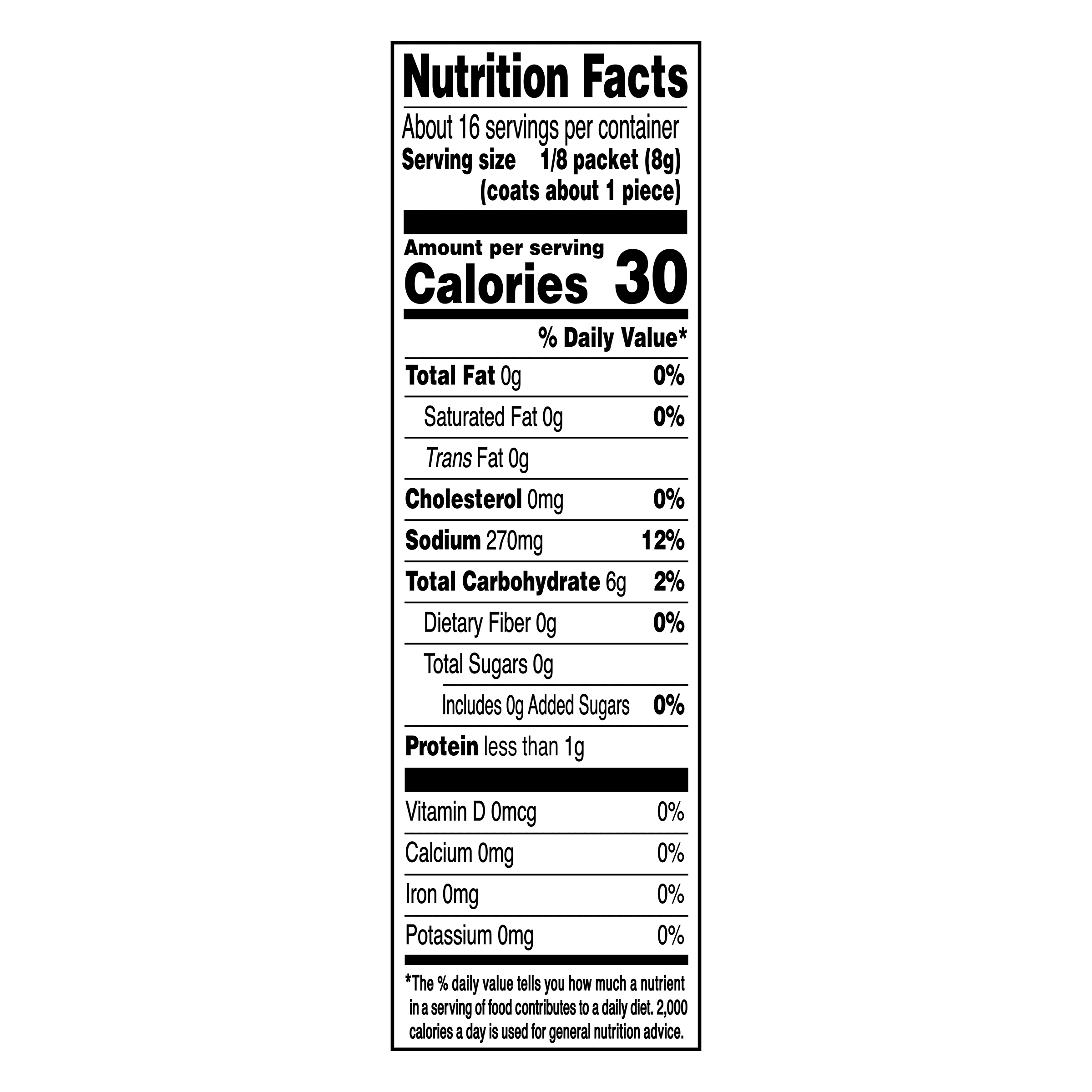 Nutrition info for this product.
