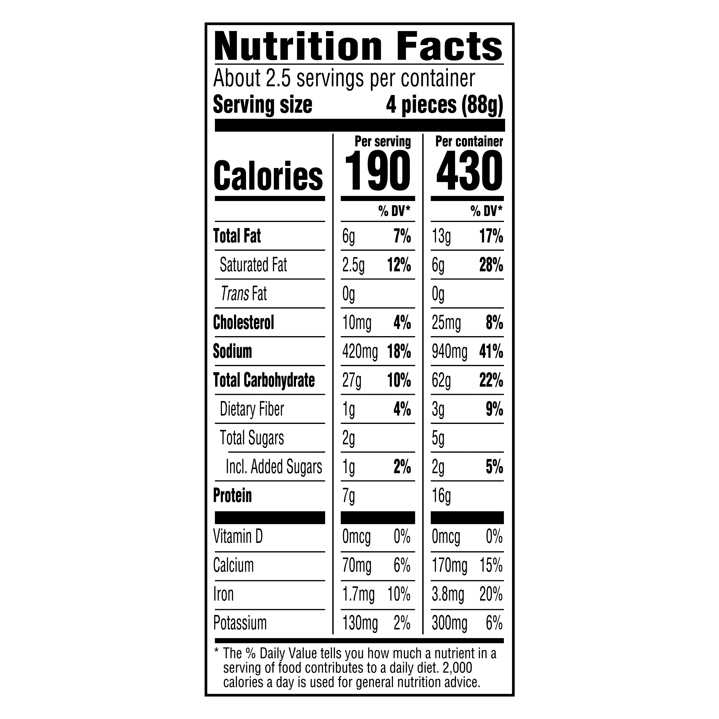 Nutrition info for this product.