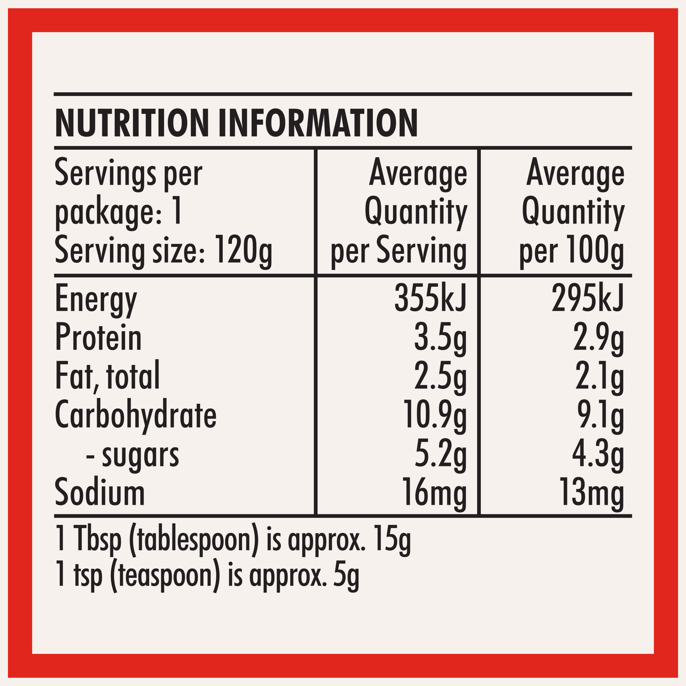 Nutrition info for this product.