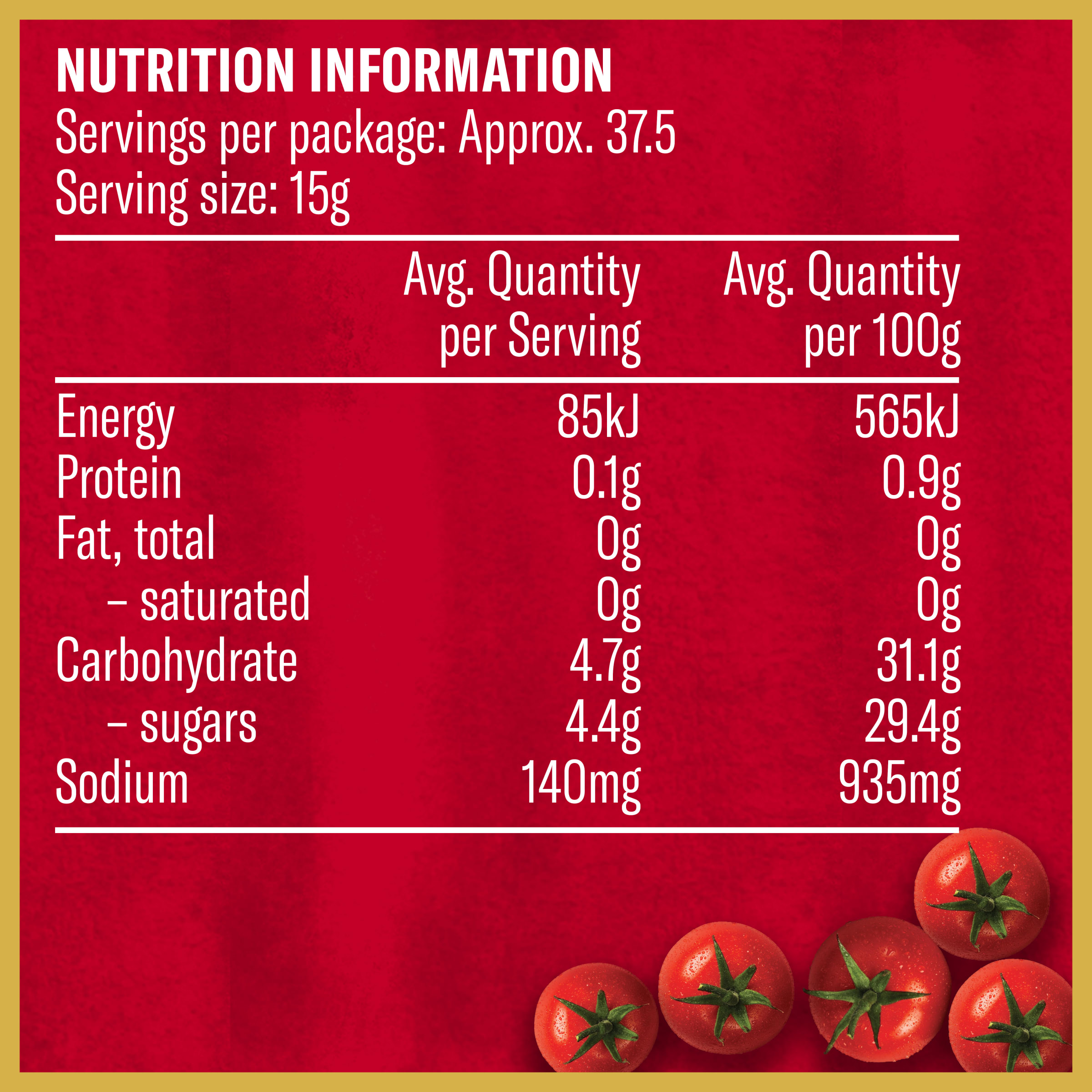 Nutrition info for this product.