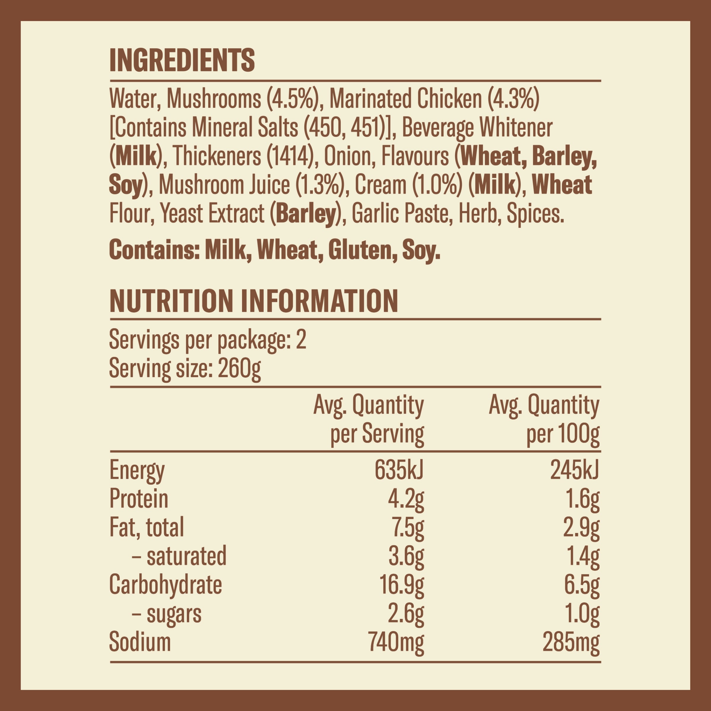 Nutrition info for this product.