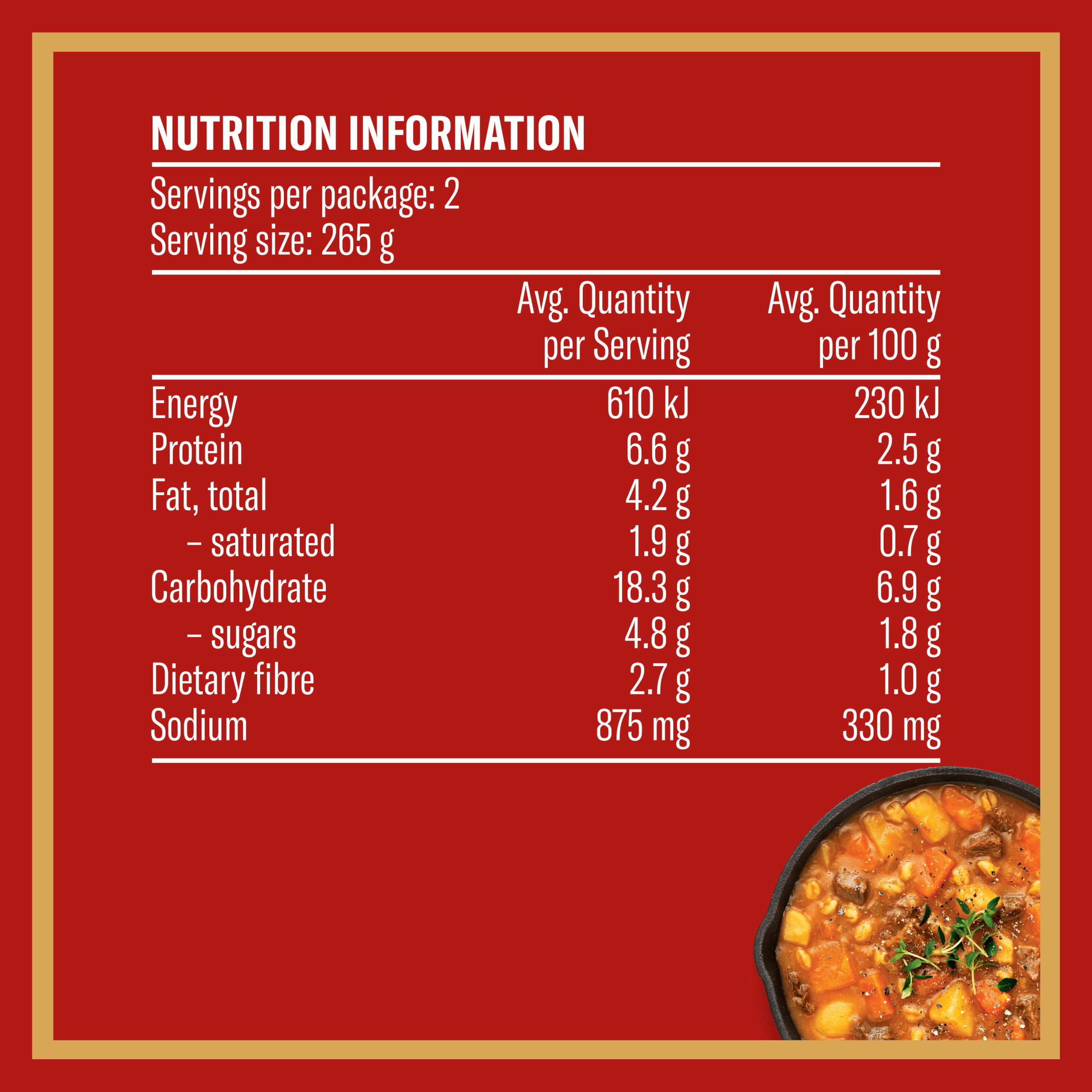 Nutrition info for this product.
