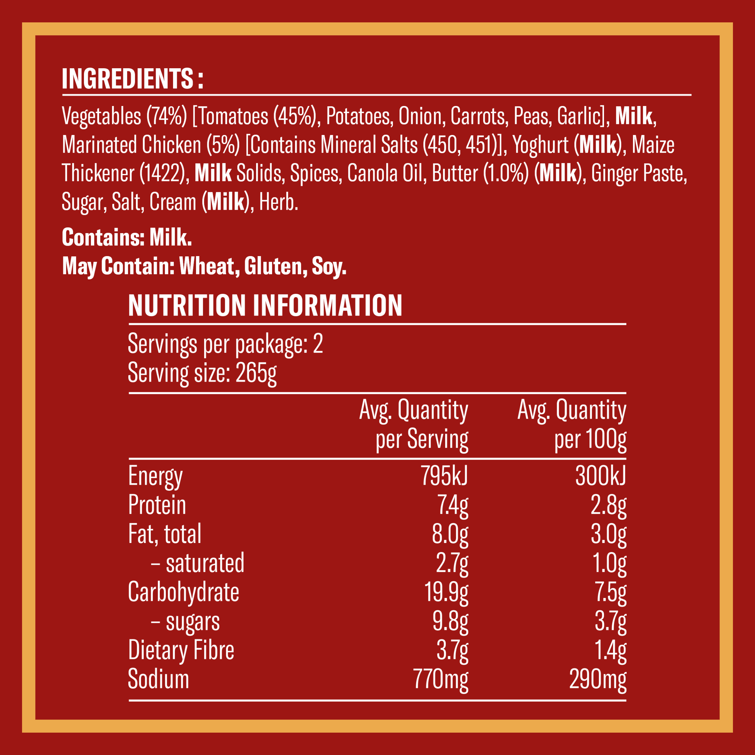 Nutrition info for this product.