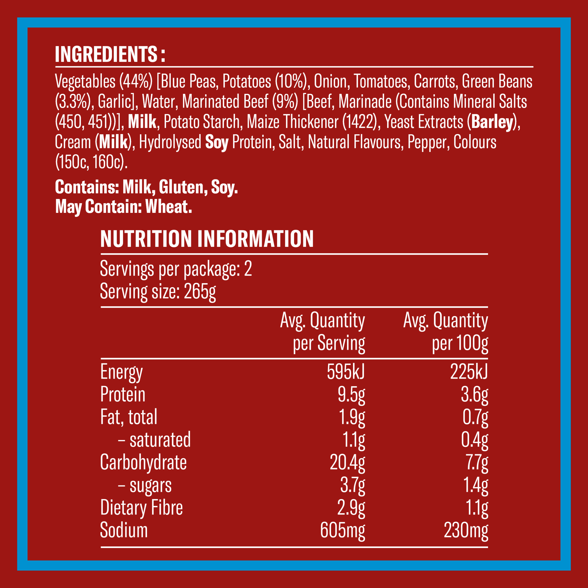 Nutrition info for this product.