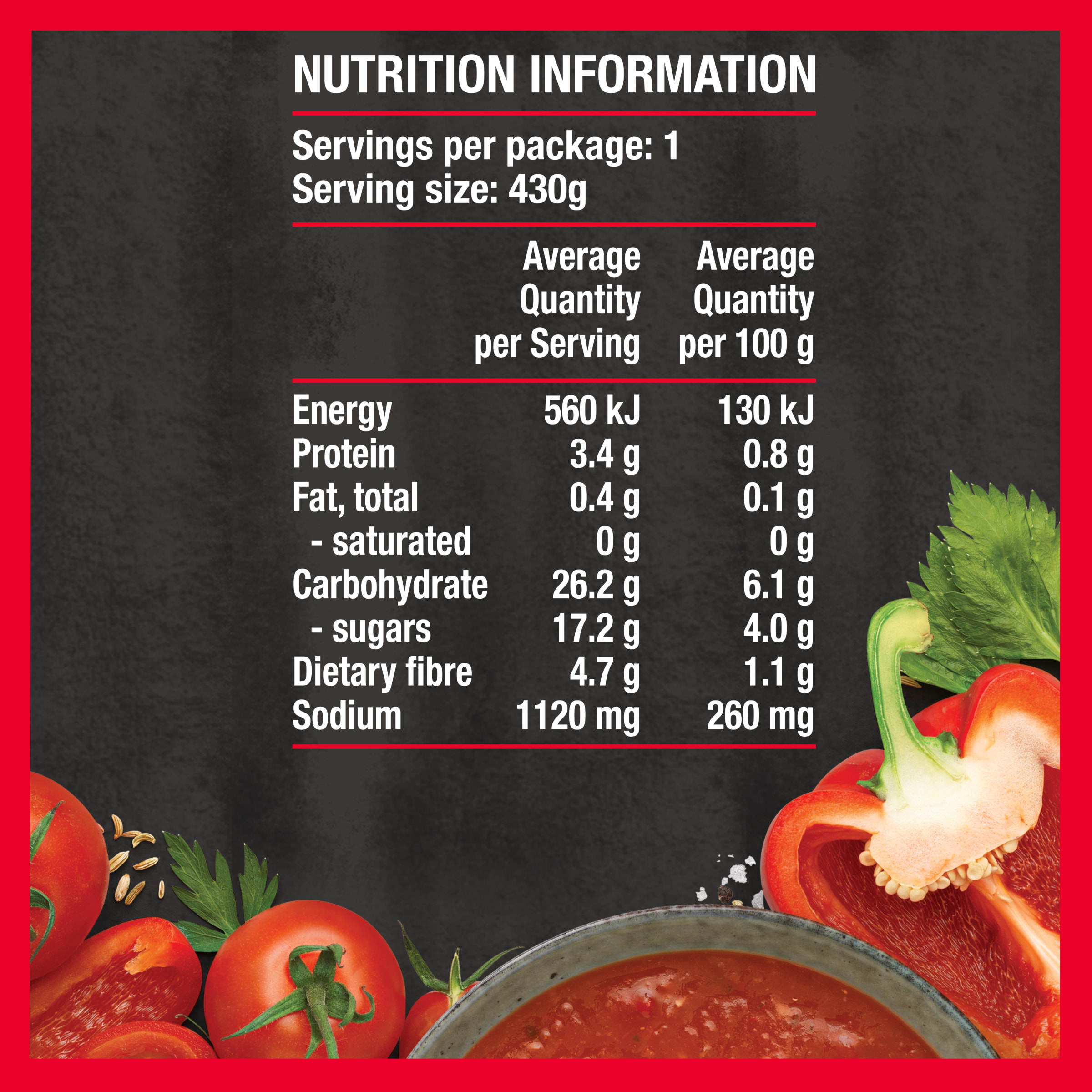 Nutrition info for this product.