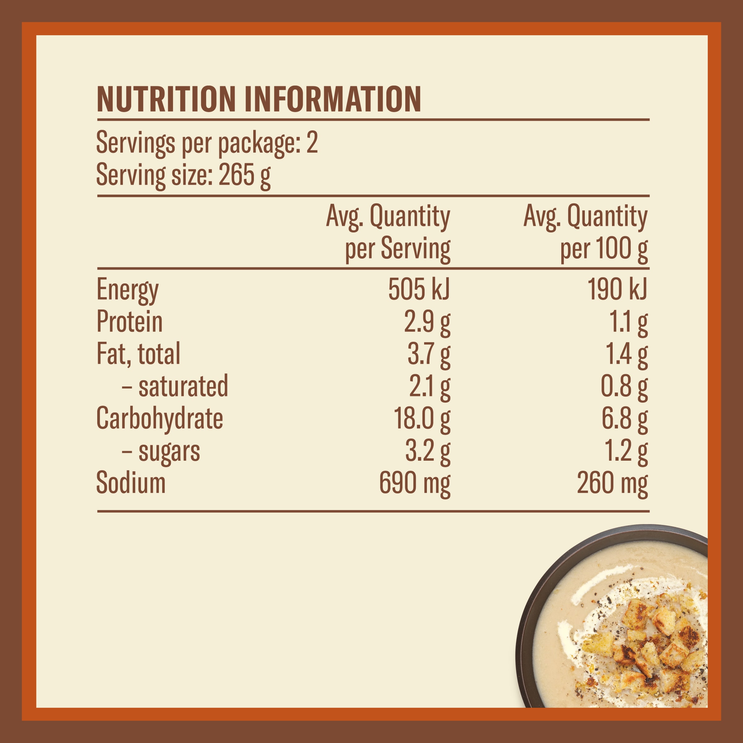 Nutrition info for this product.