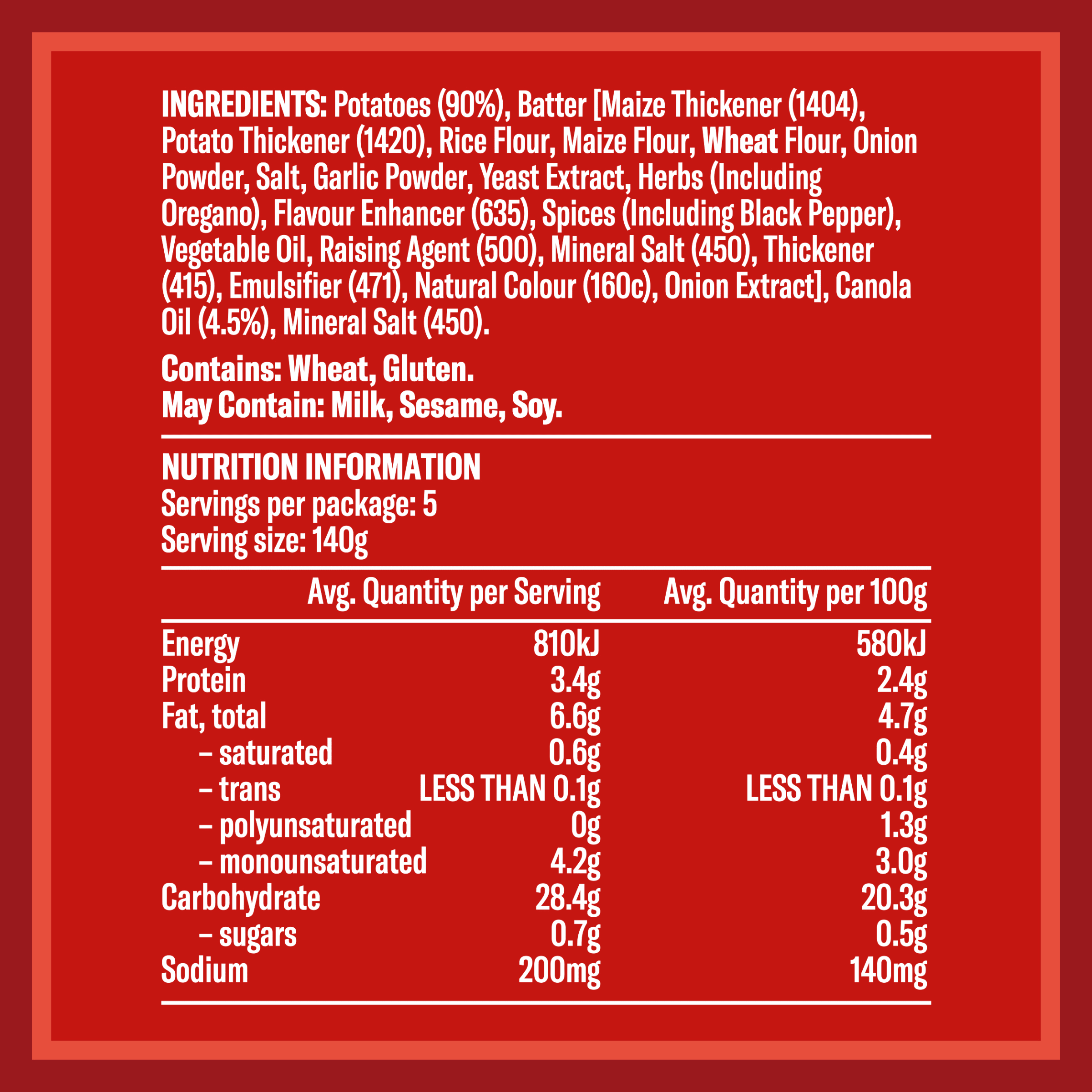 Nutrition info for this product.