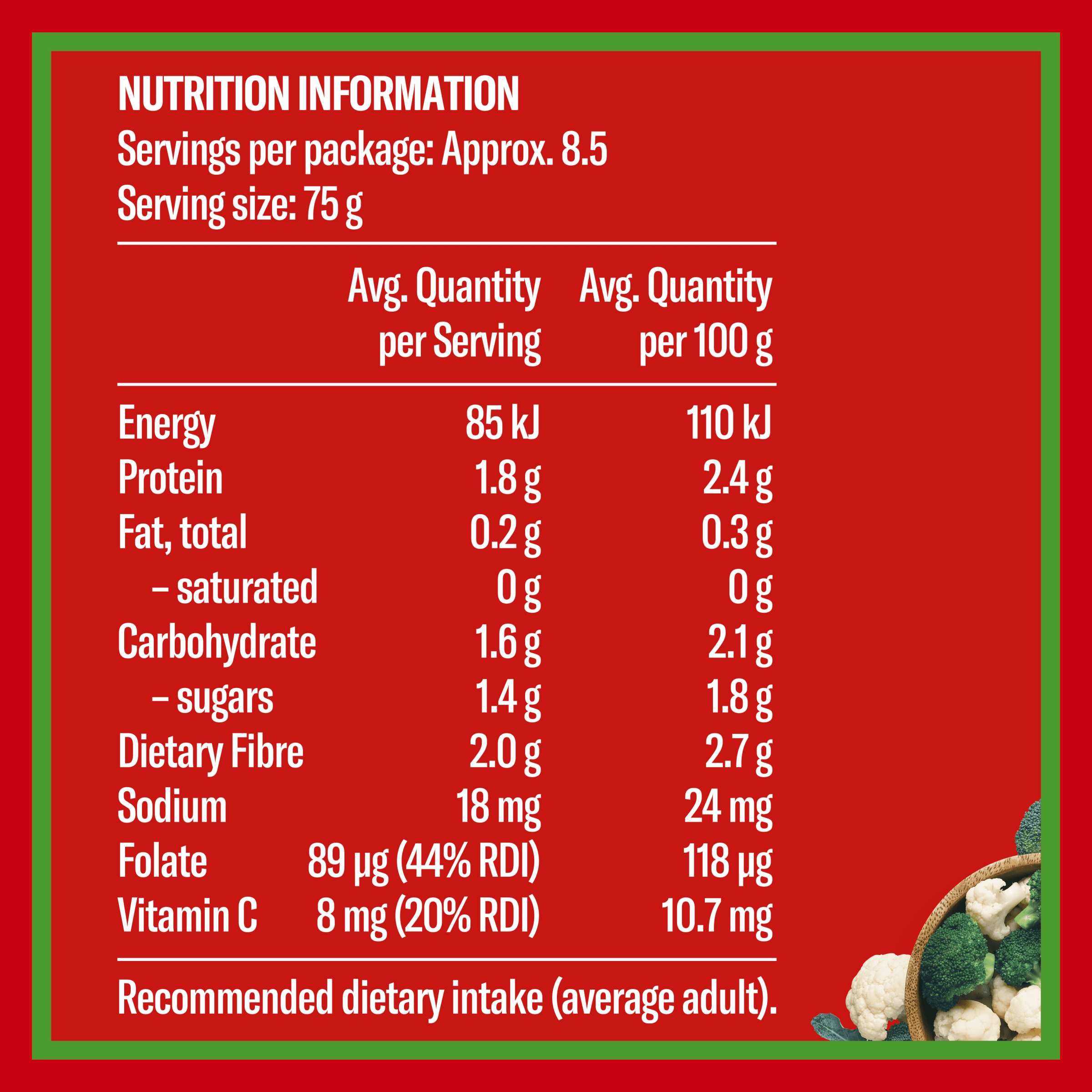 Nutrition info for this product.