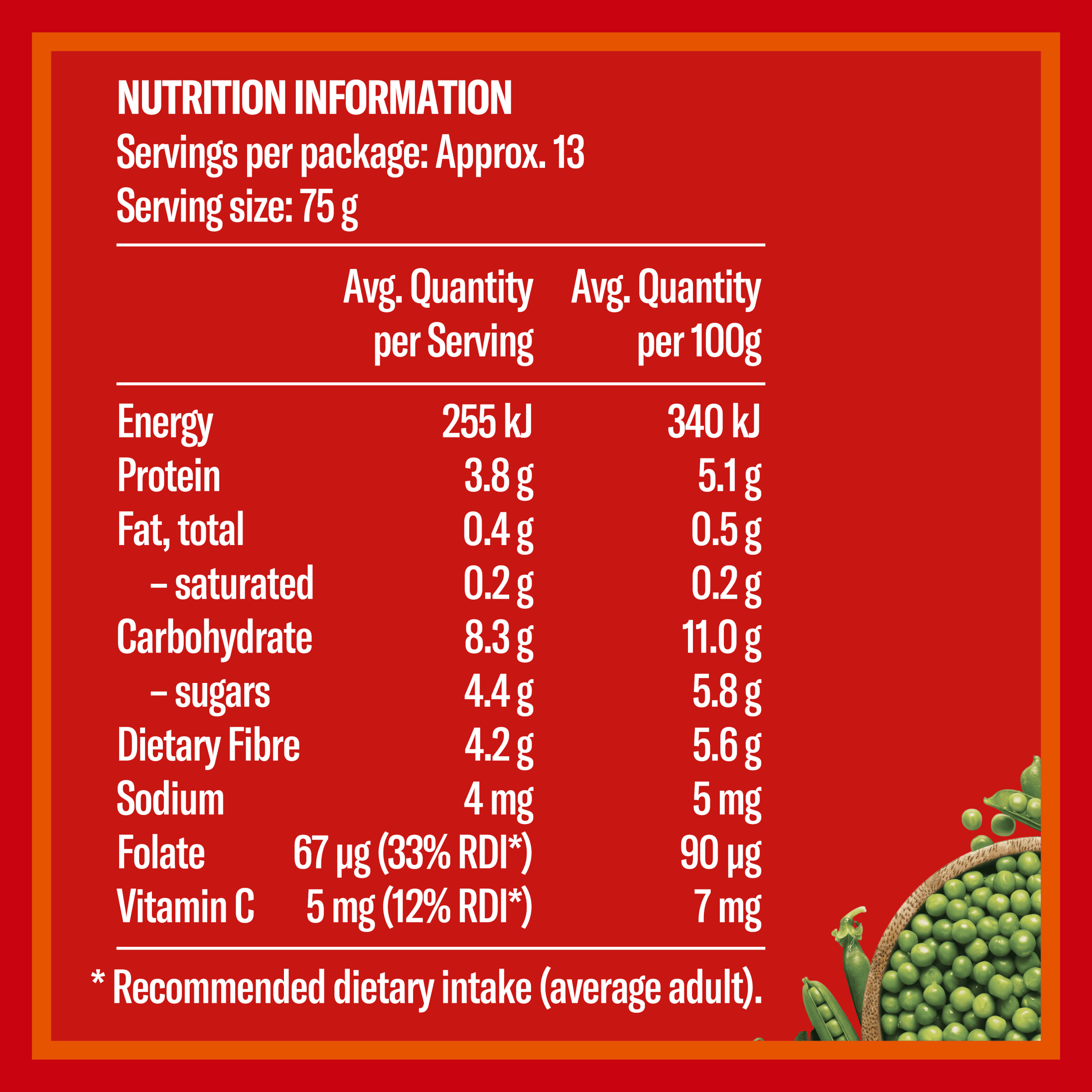 Nutrition info for this product.