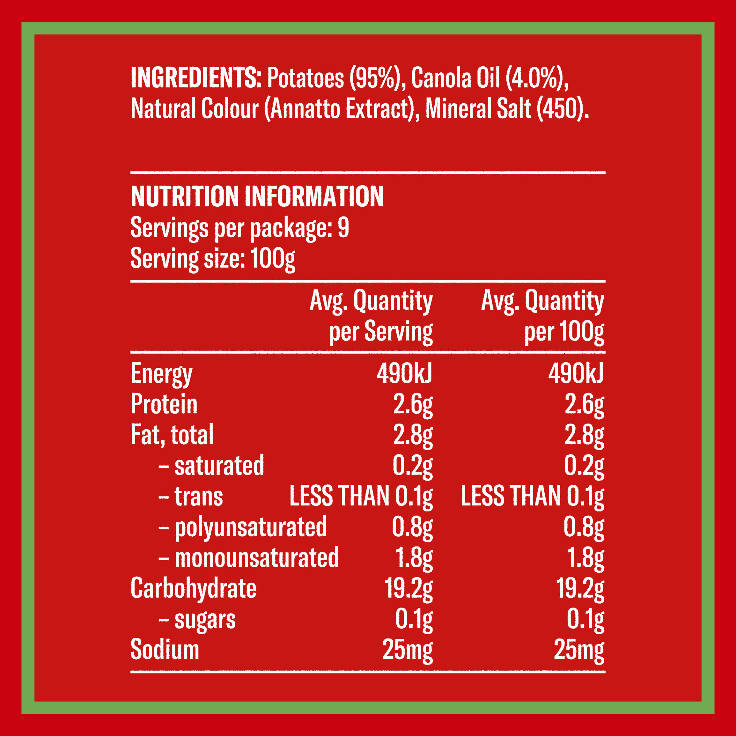 Nutrition info for this product.