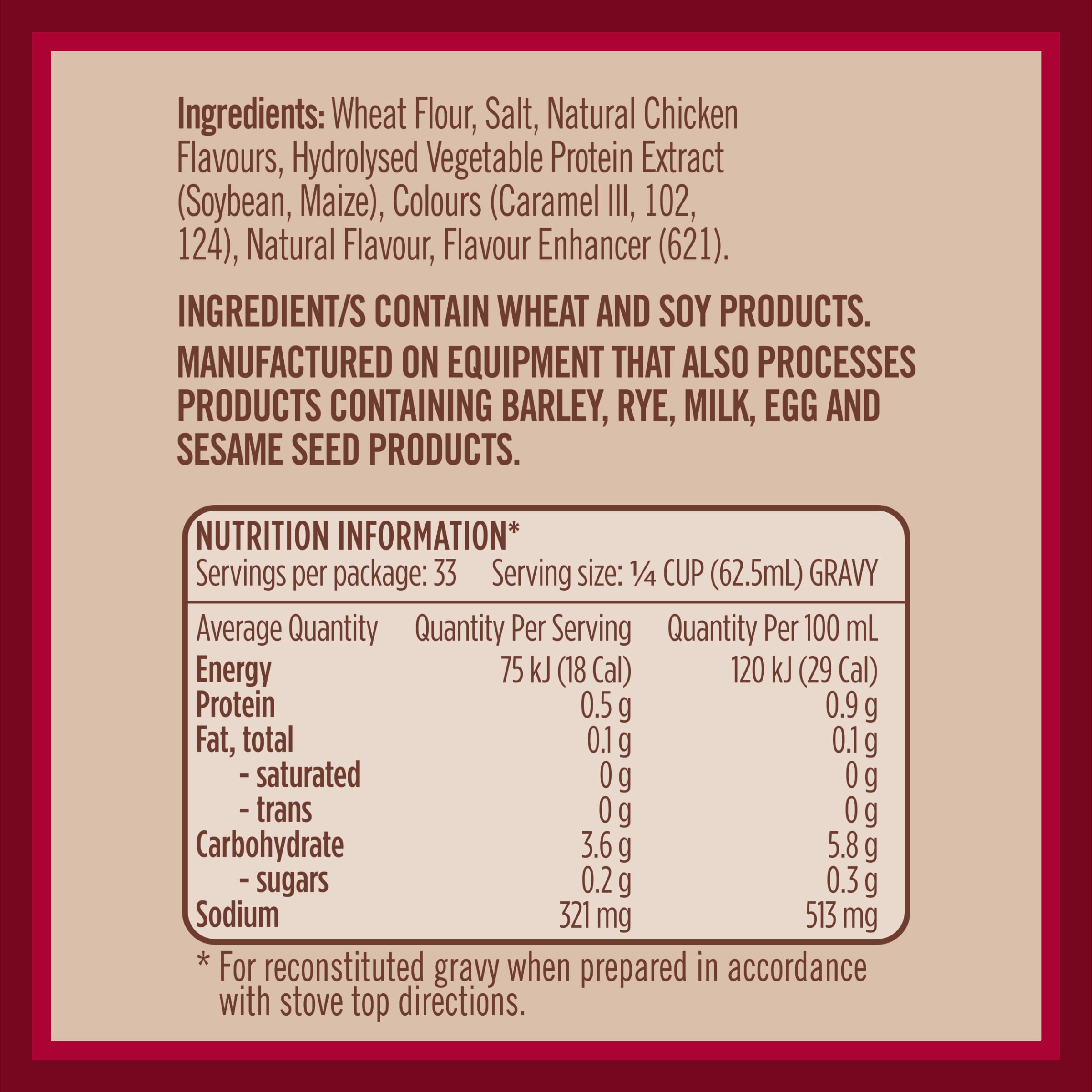 Nutrition info for this product.