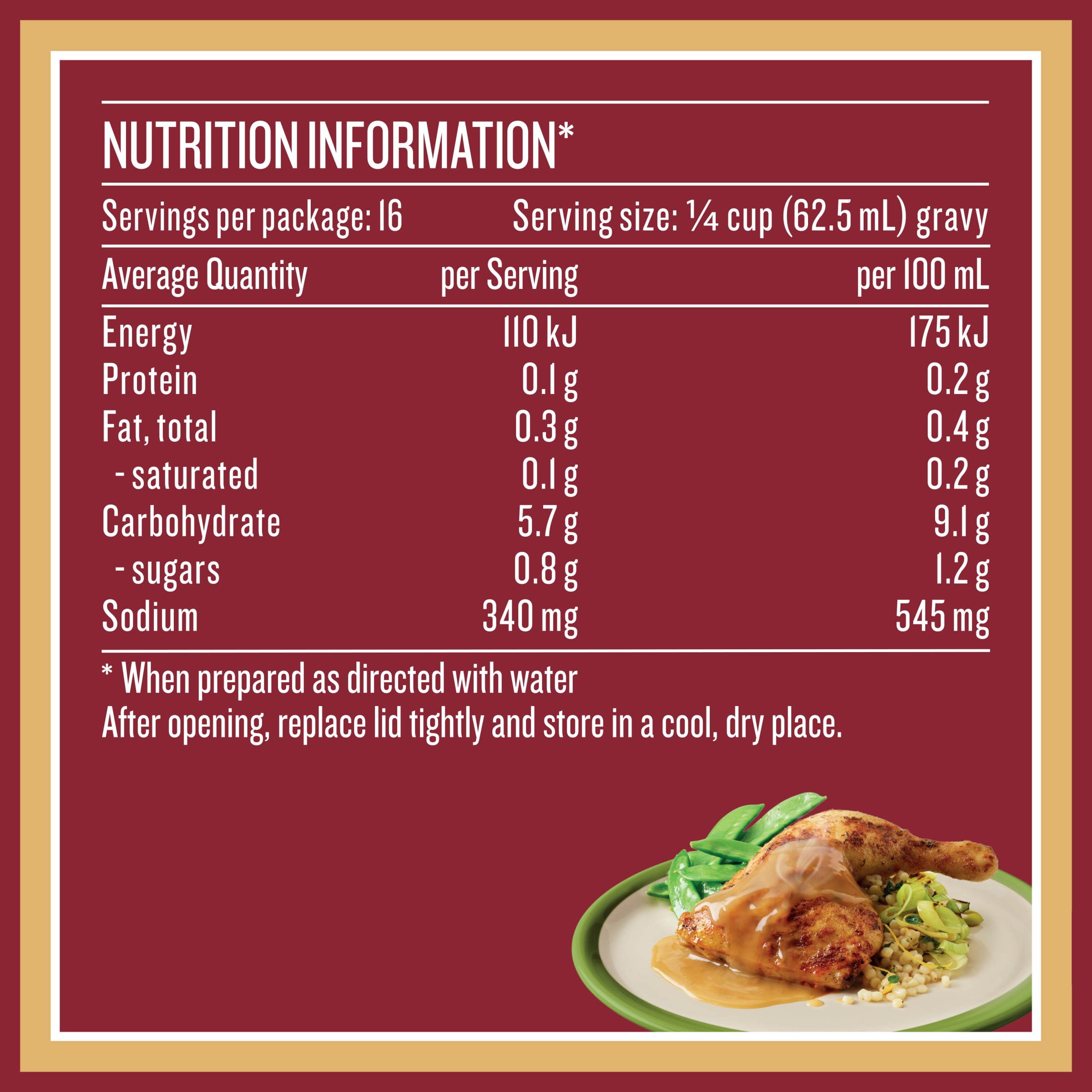 Nutrition info for this product.