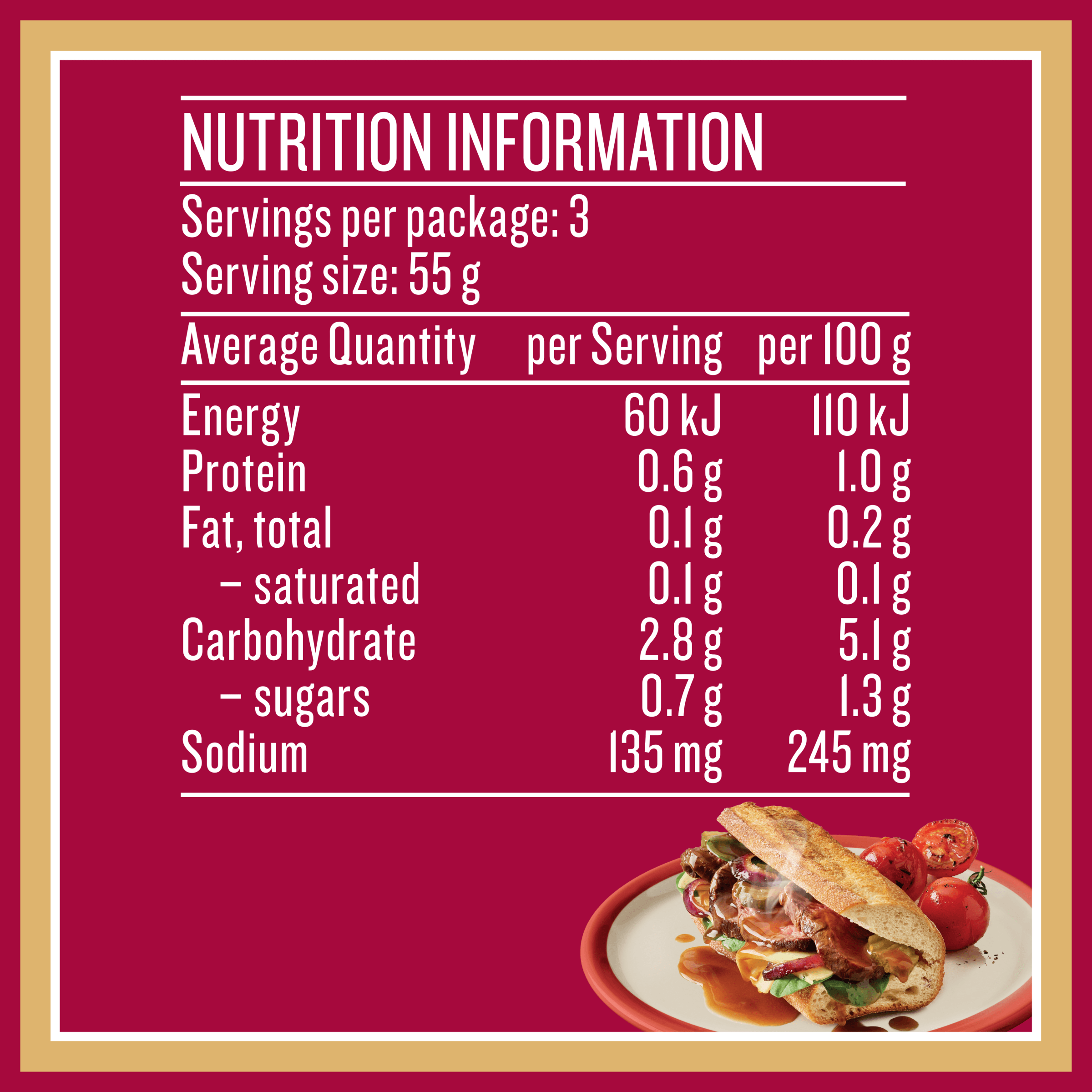 Nutrition info for this product.