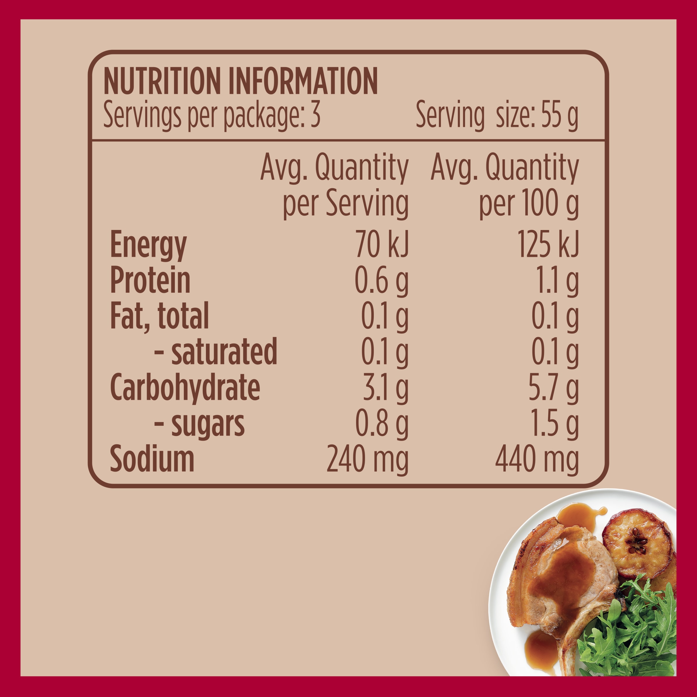 Nutrition info for this product.