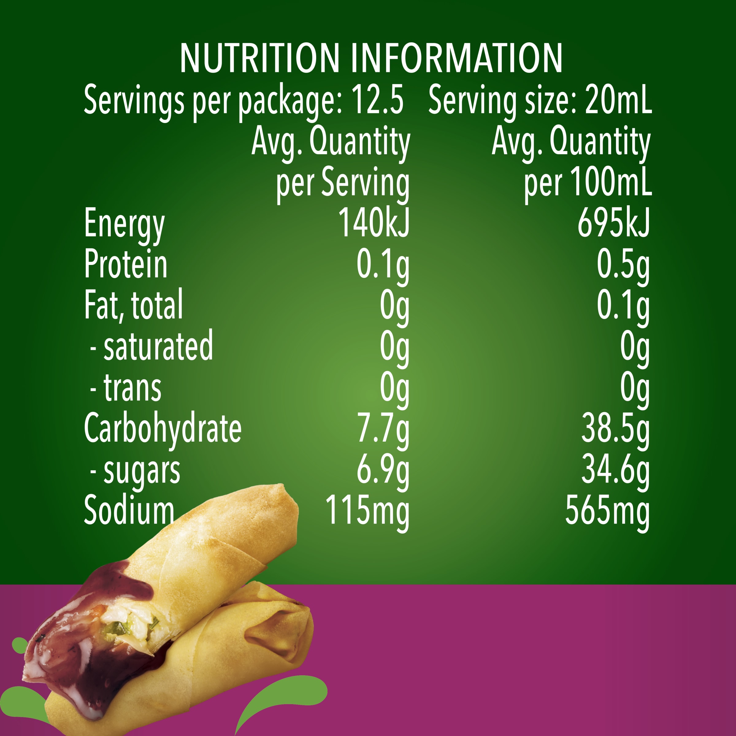 Nutrition info for this product.