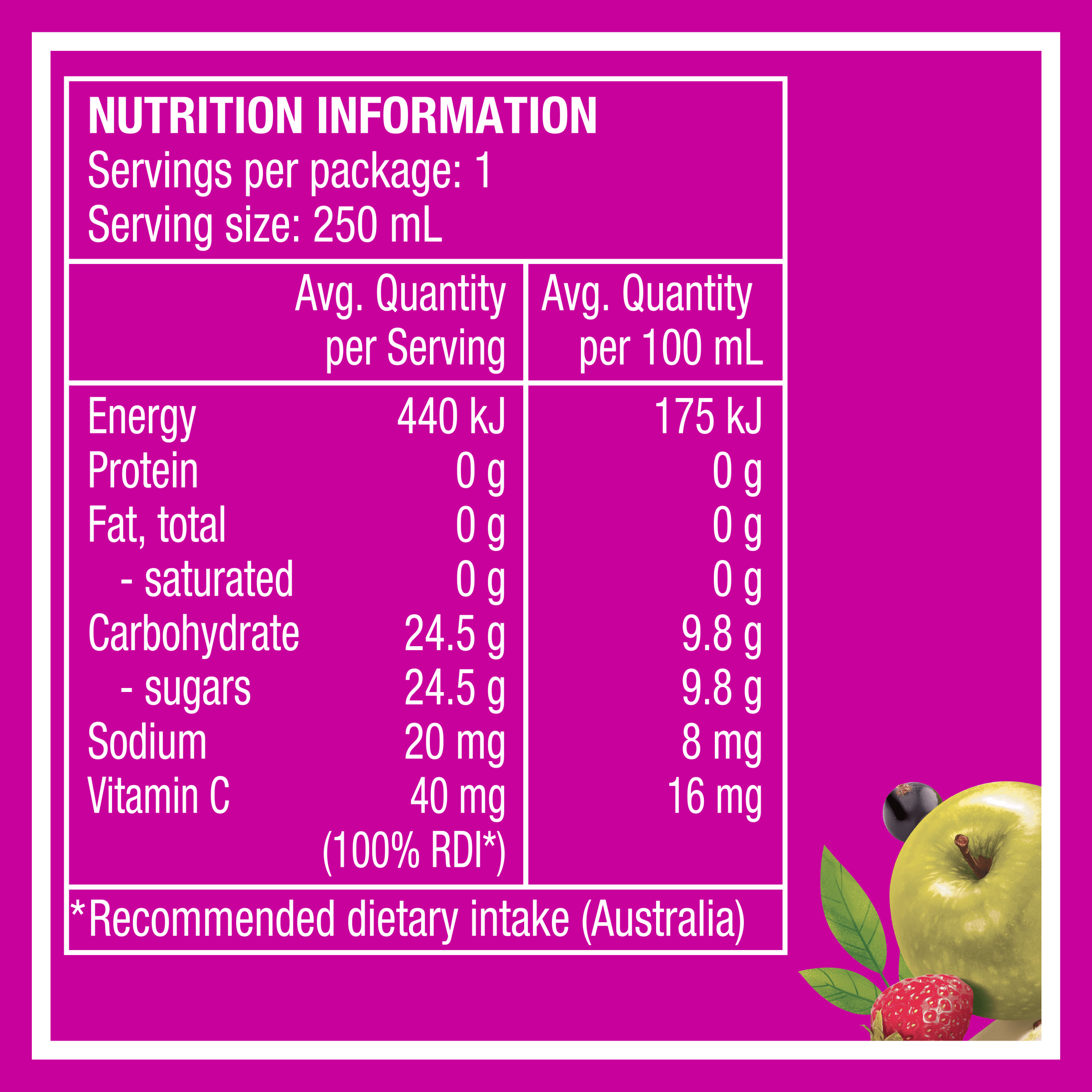 Nutrition info for this product.