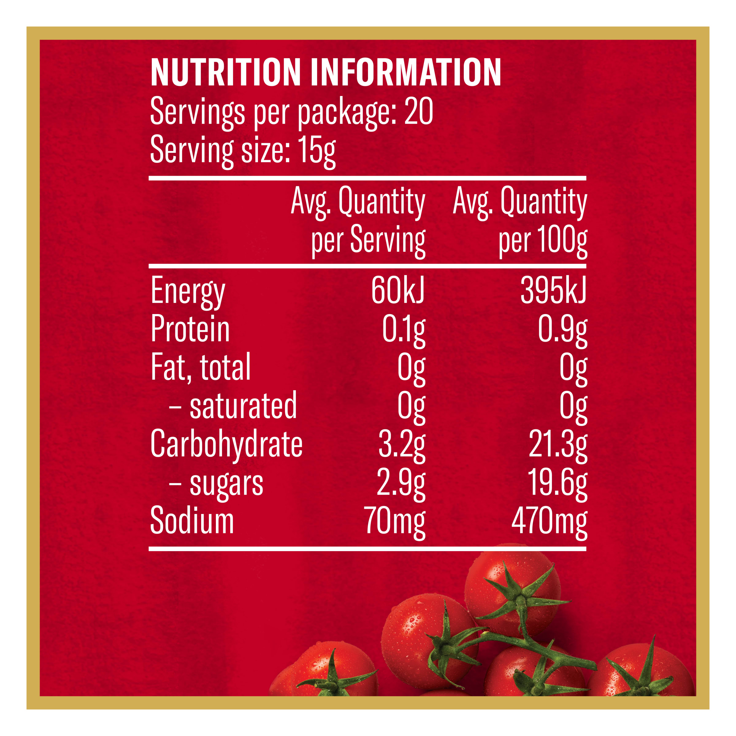 Nutrition info for this product.