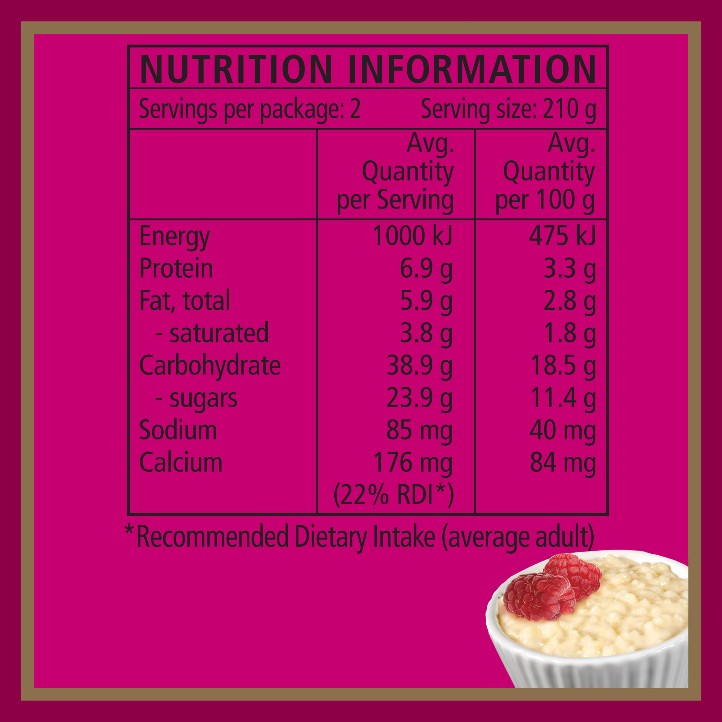 Nutrition info for this product.