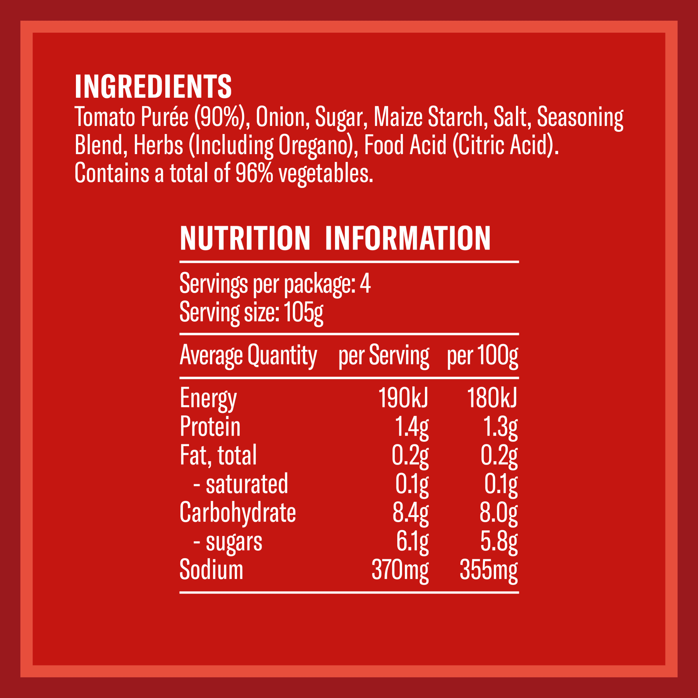 Nutrition info for this product.