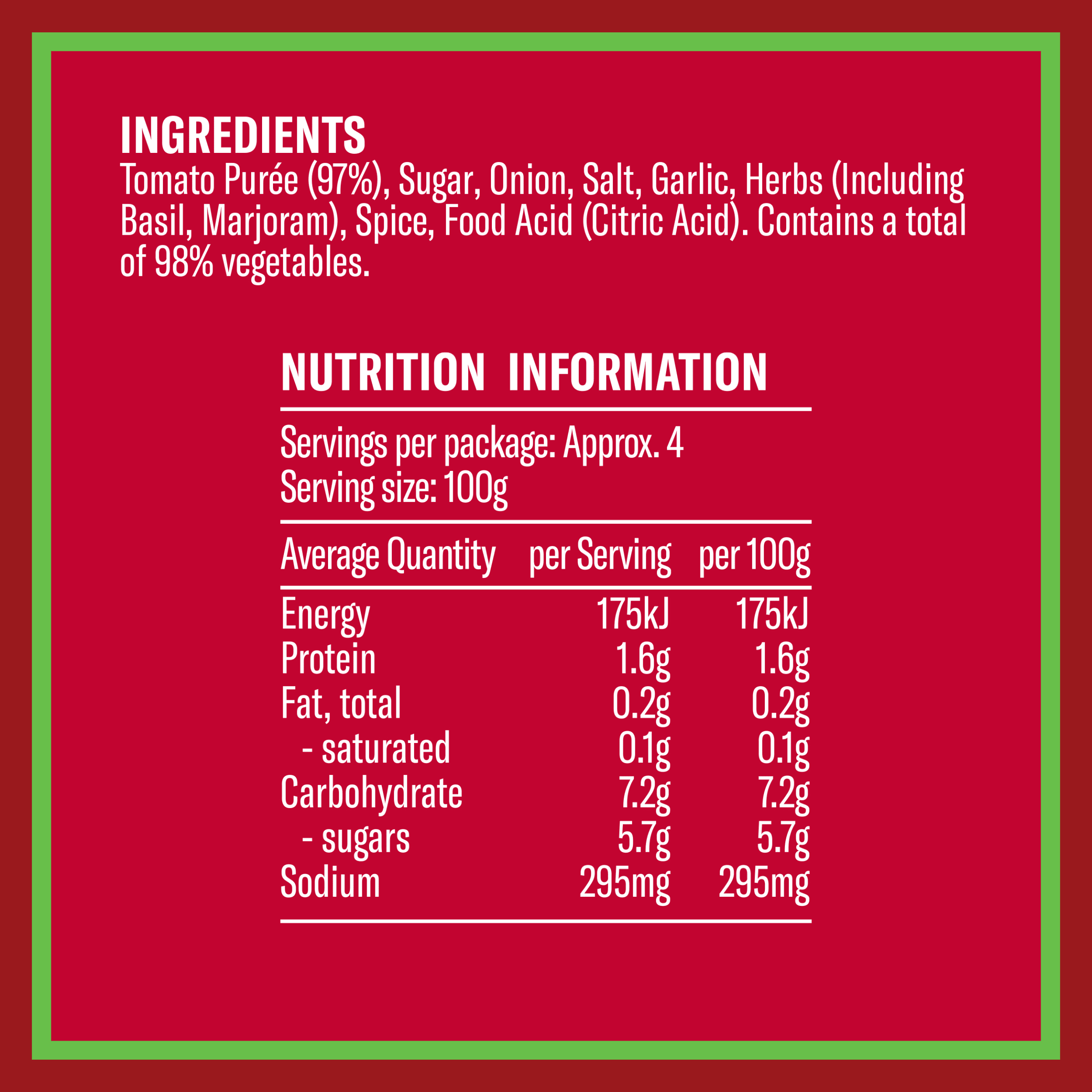 Nutrition info for this product.