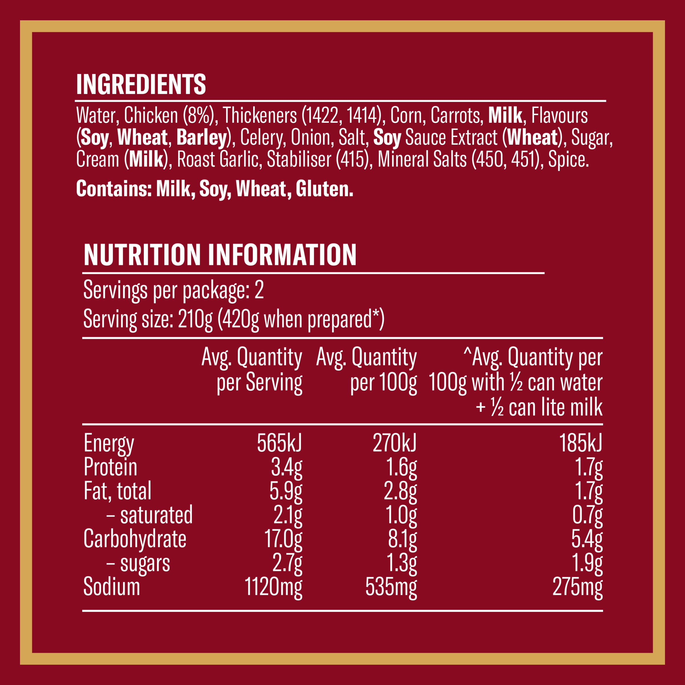 Nutrition info for this product.