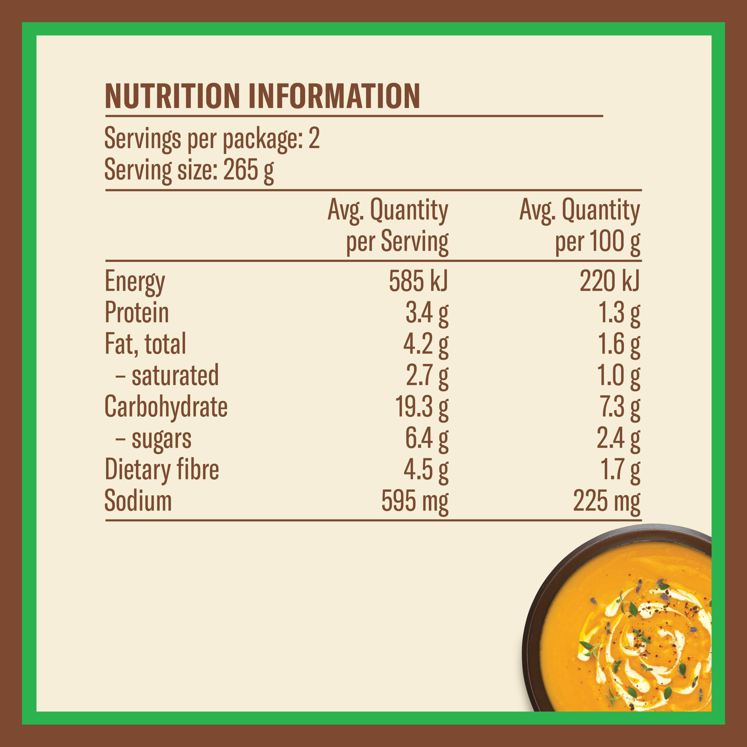 Nutrition info for this product.