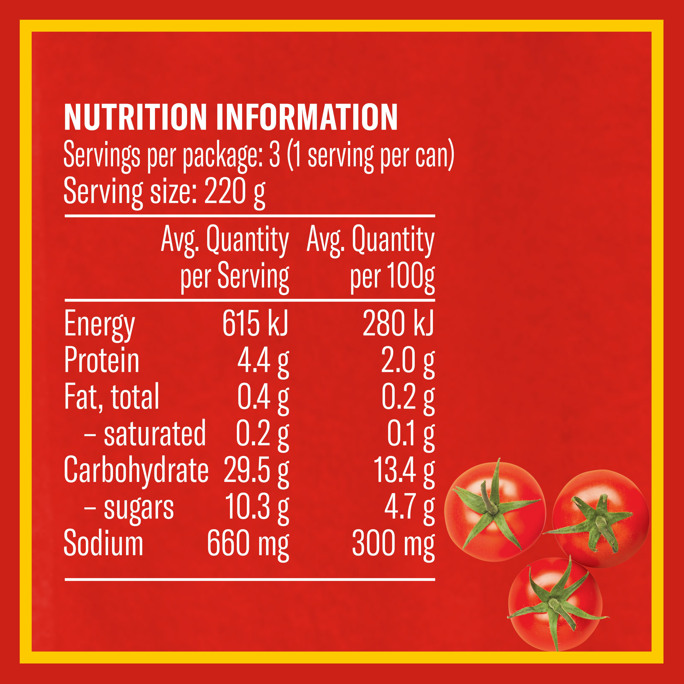 Nutrition info for this product.
