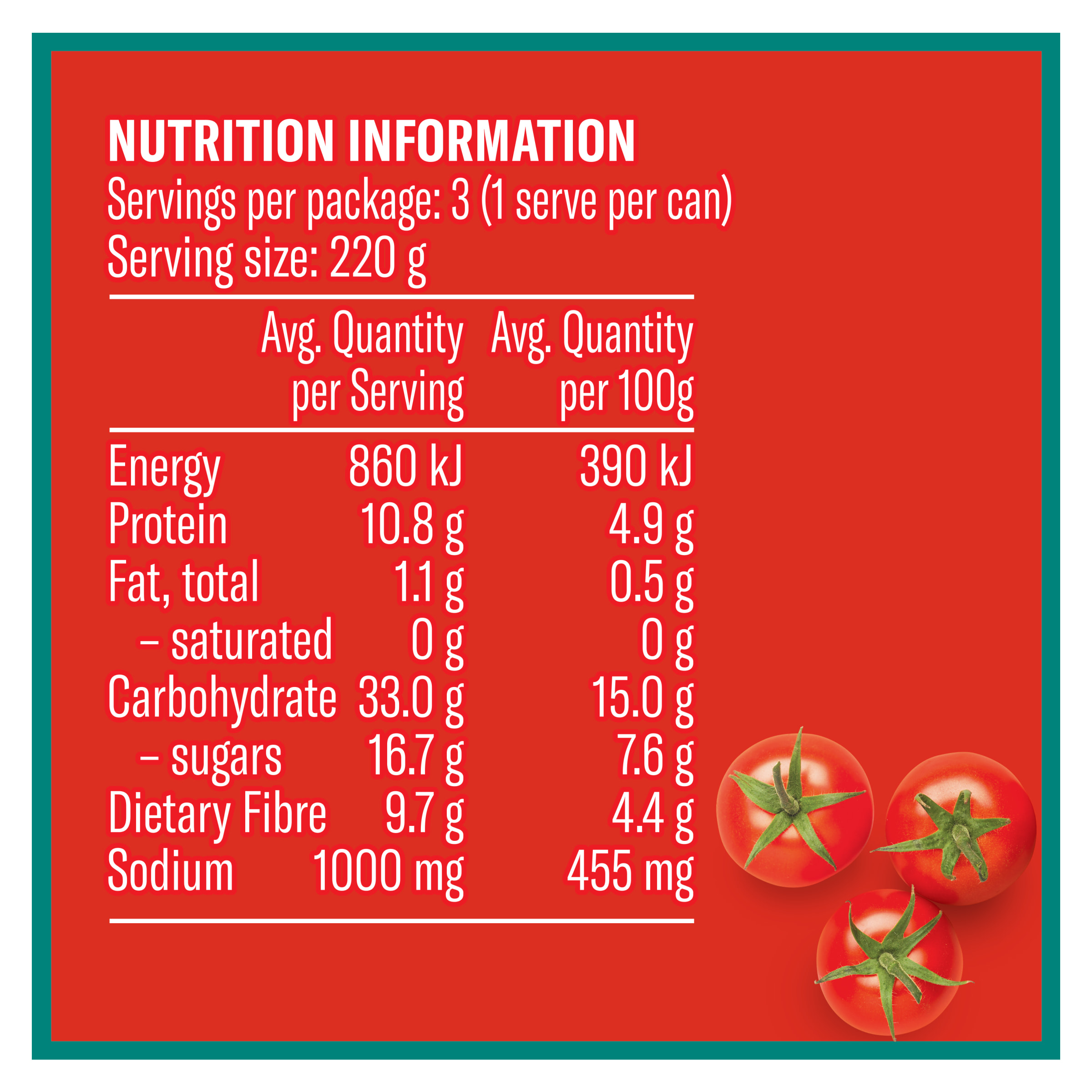 Nutrition info for this product.