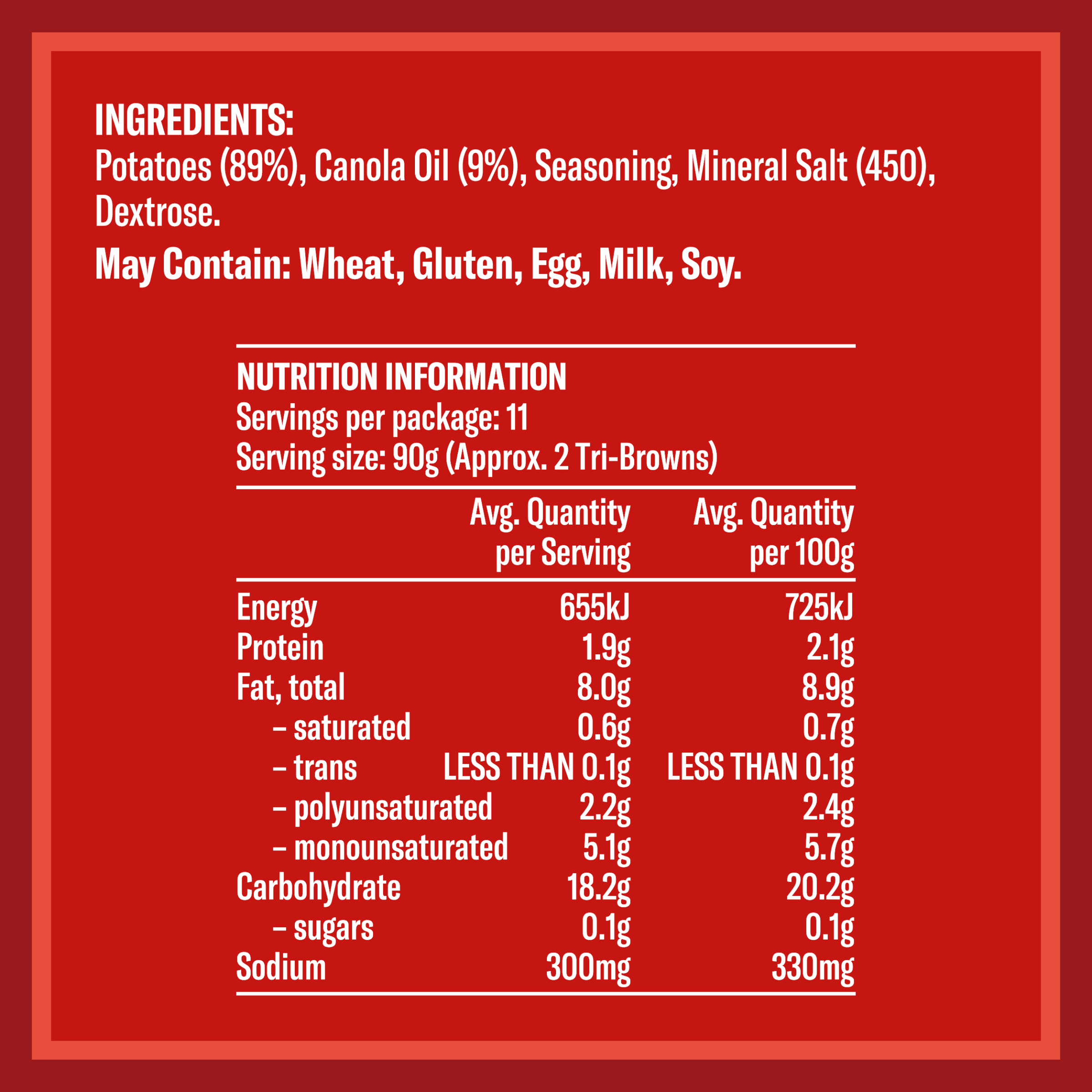 Nutrition info for this product.