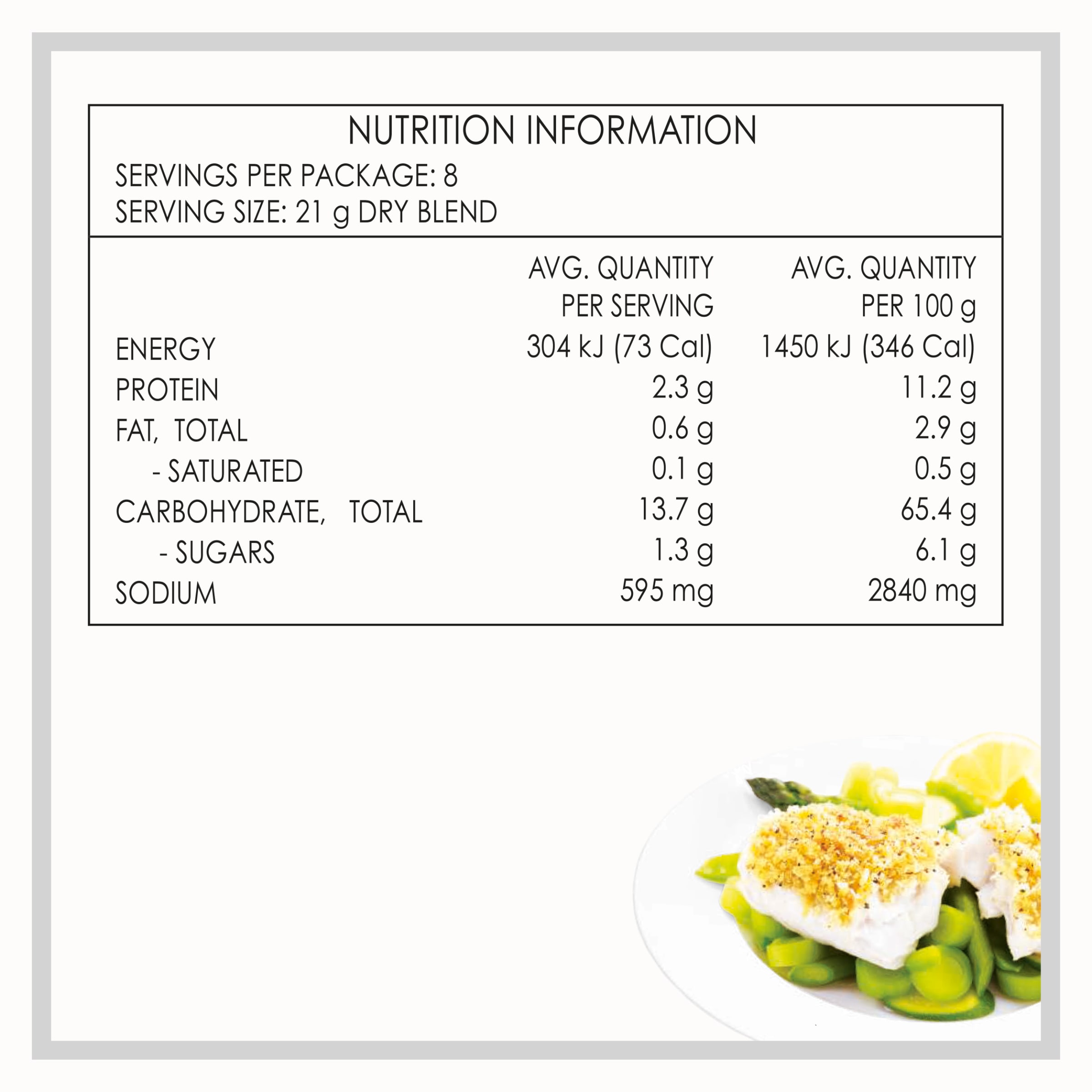 Nutrition info for this product.