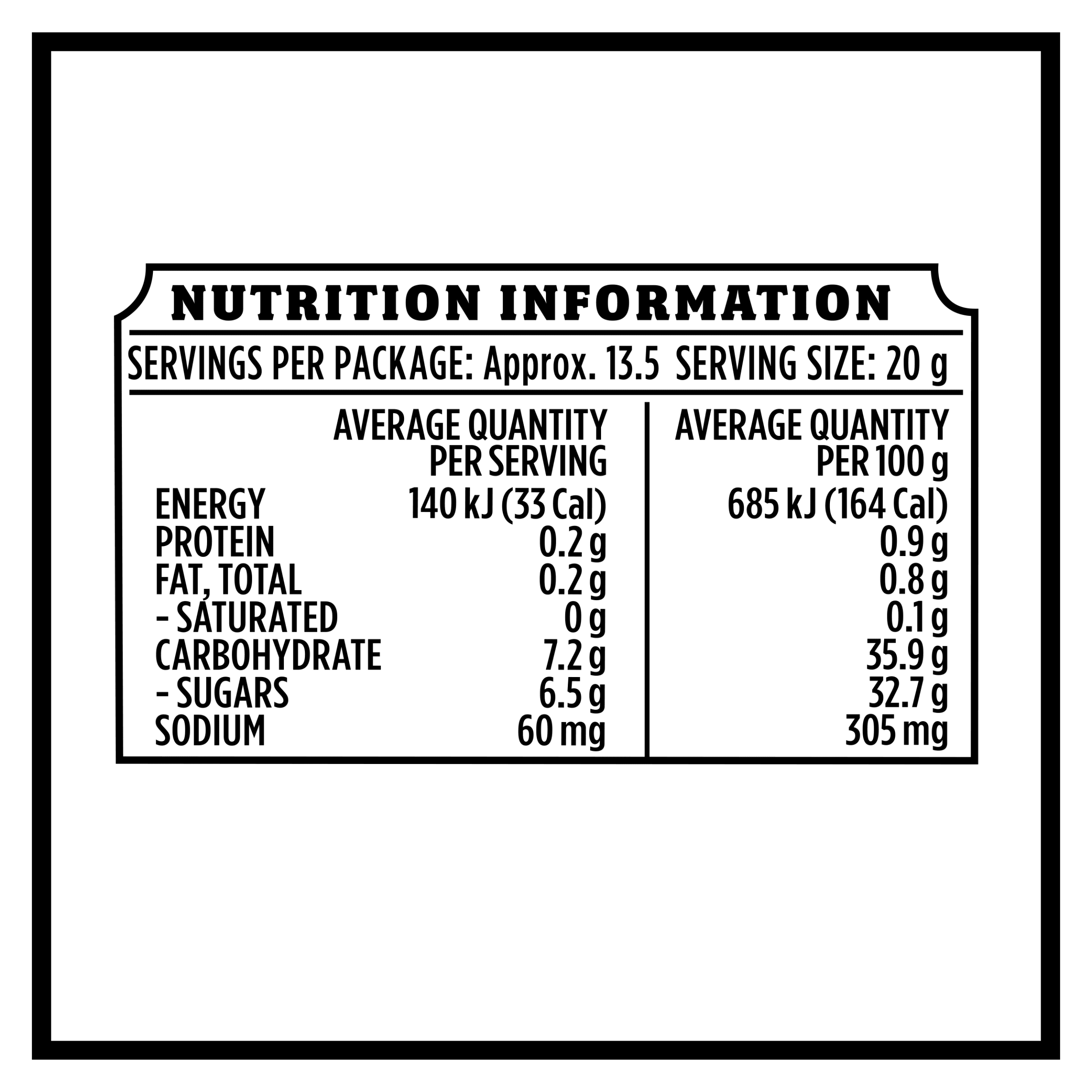 Nutrition info for this product.
