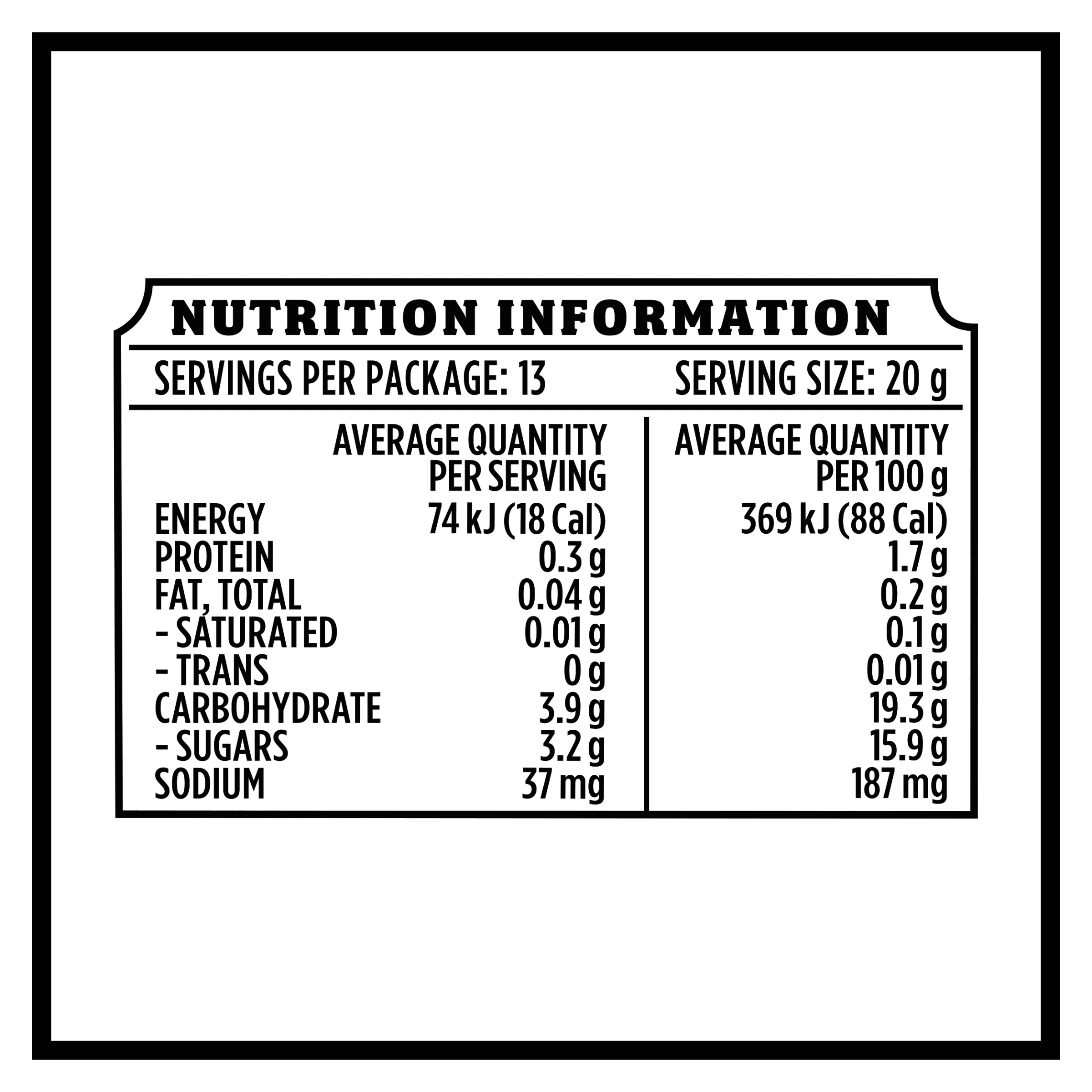 Nutrition info for this product.