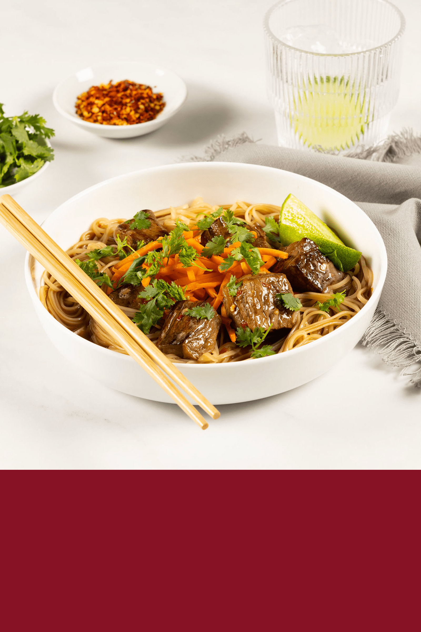 A quick and easy bowl of Thai Beef Noodles made with HEINZ HomeStyle Beef Gravy.