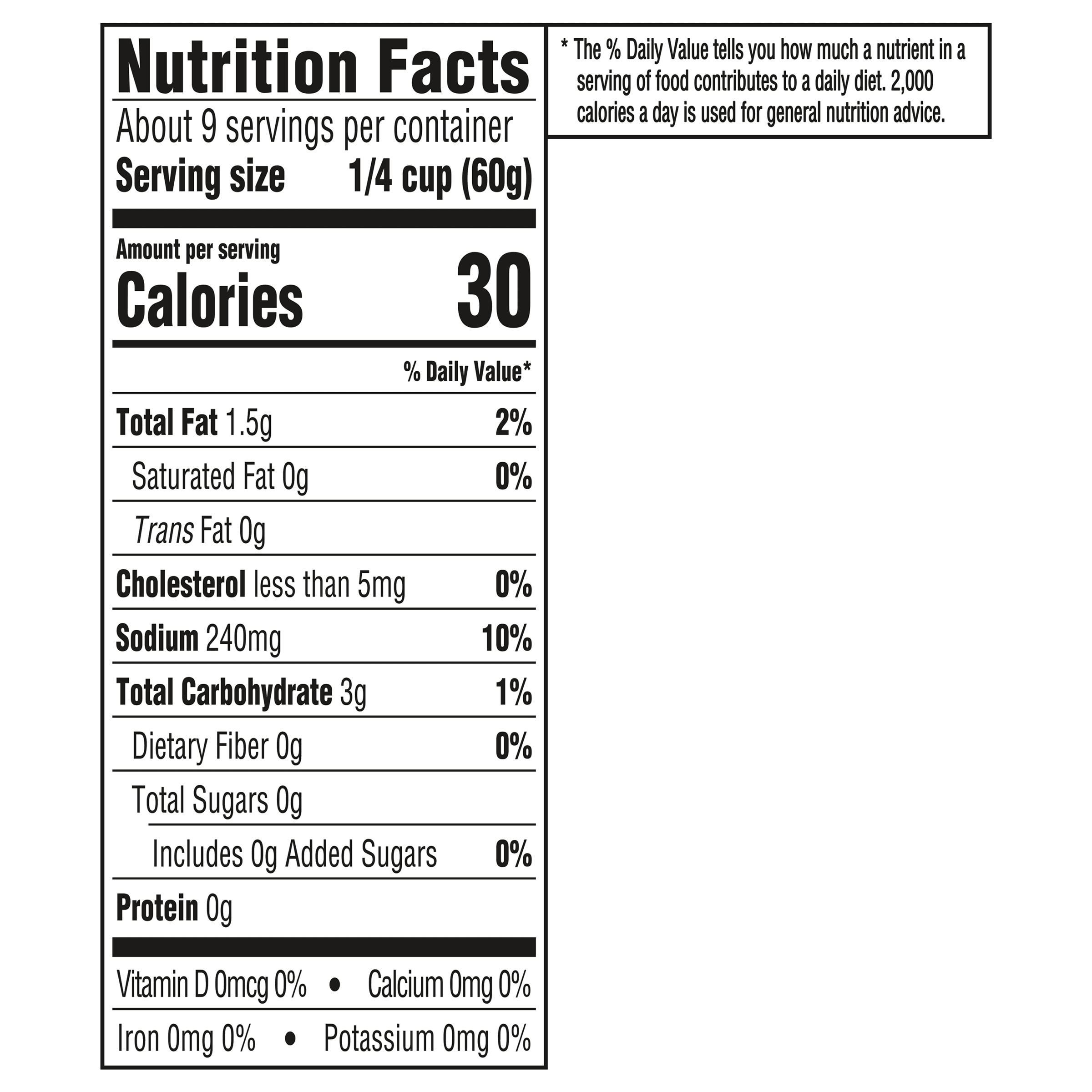 Nutrition info for this product.