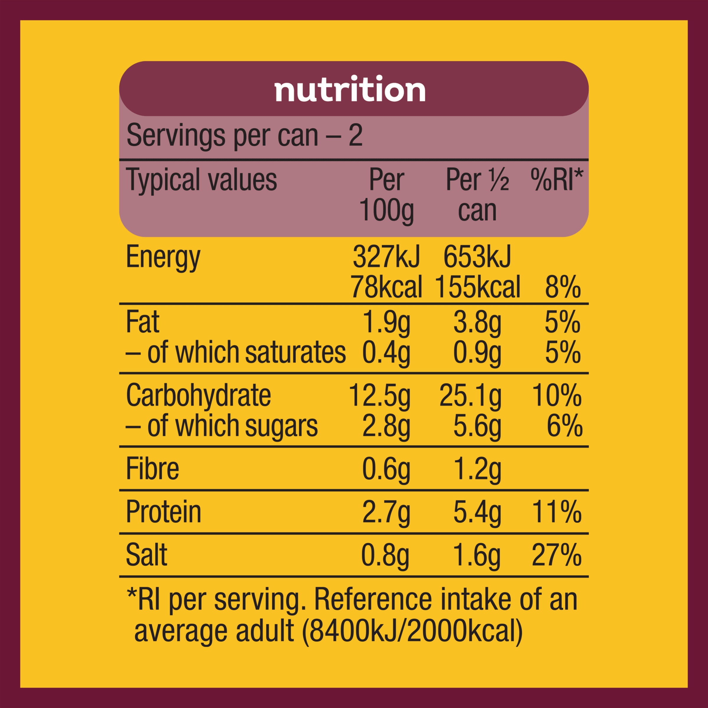 Nutrition info for this product.
