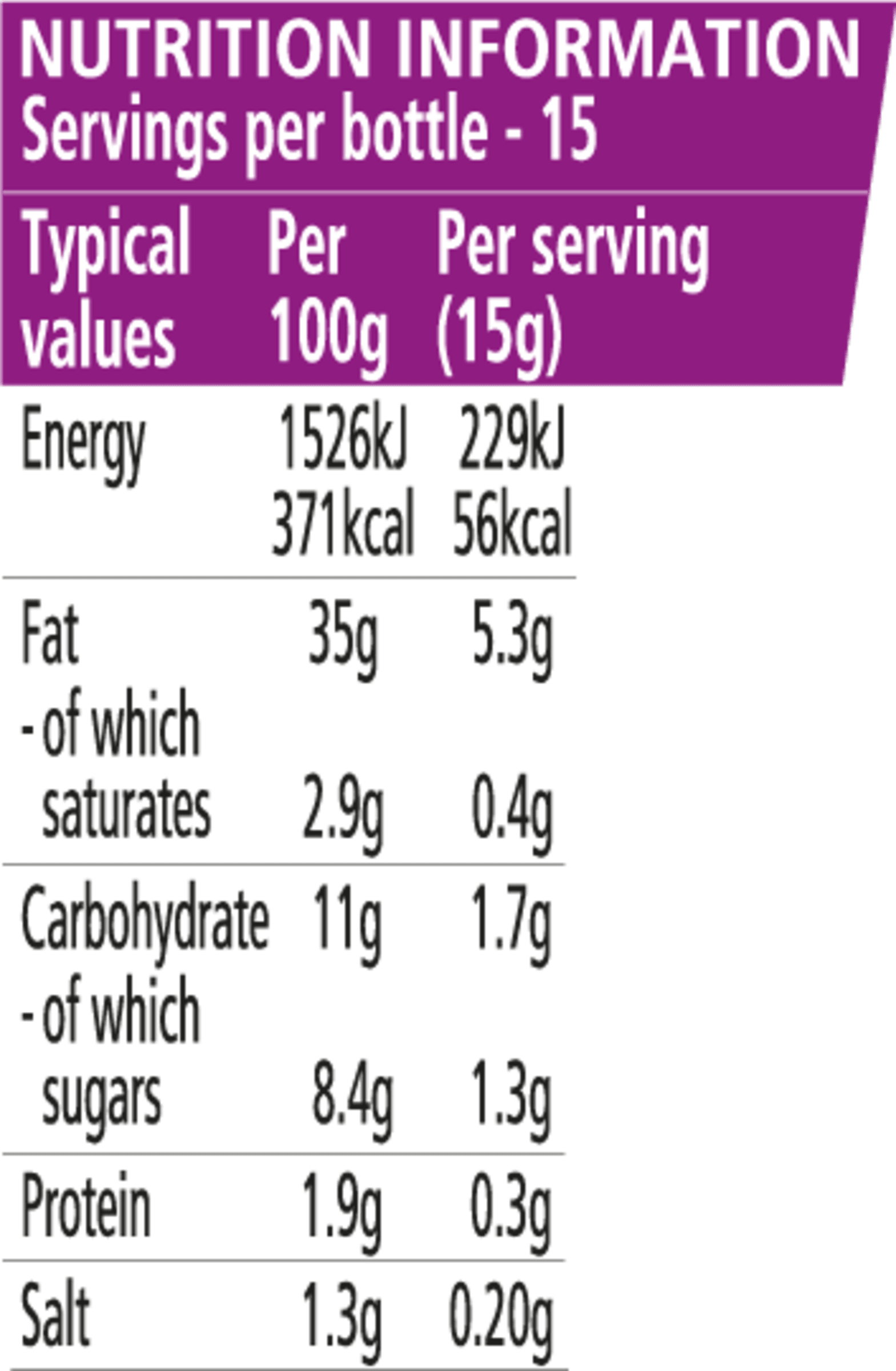 Nutrition info for this product.