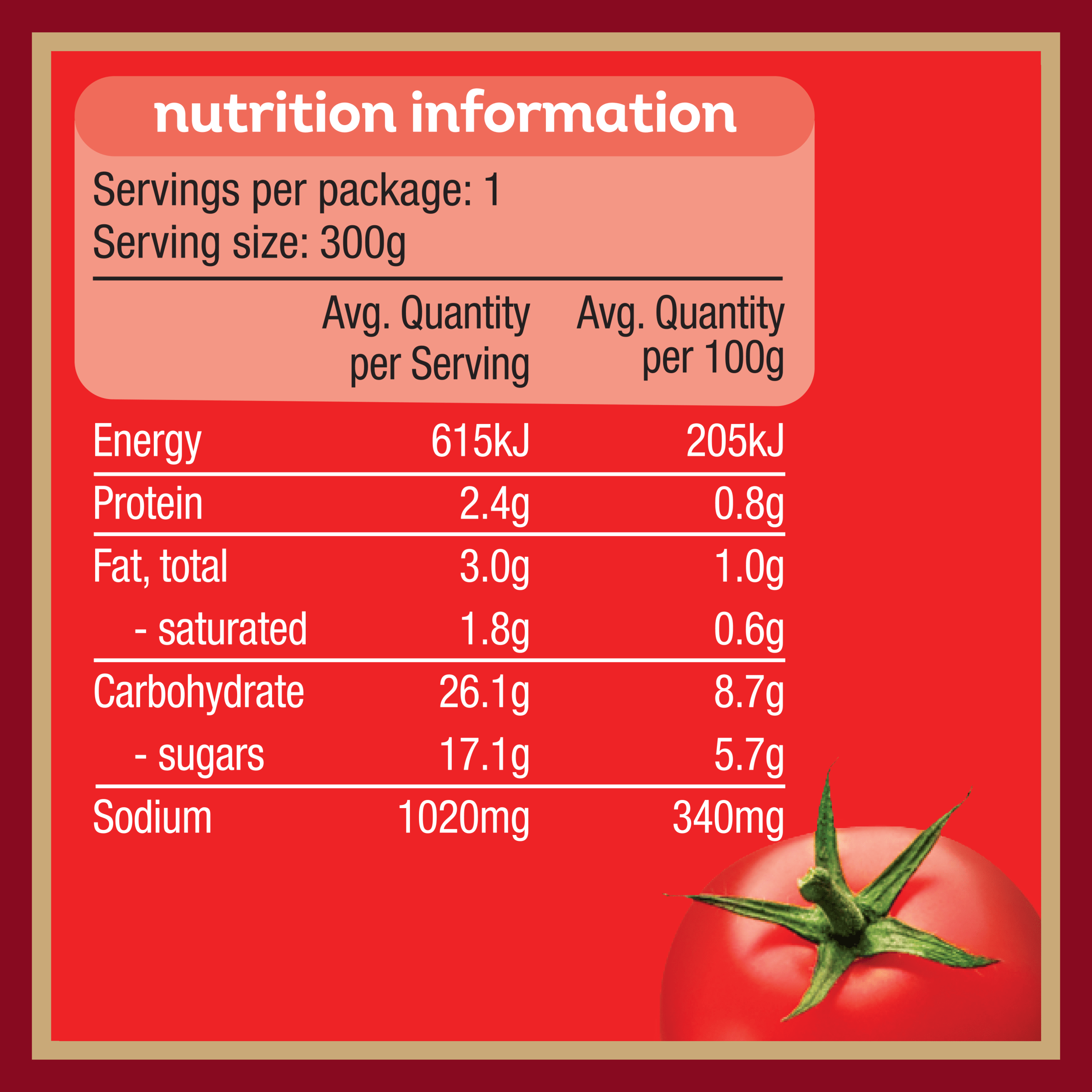 Nutrition info for this product.