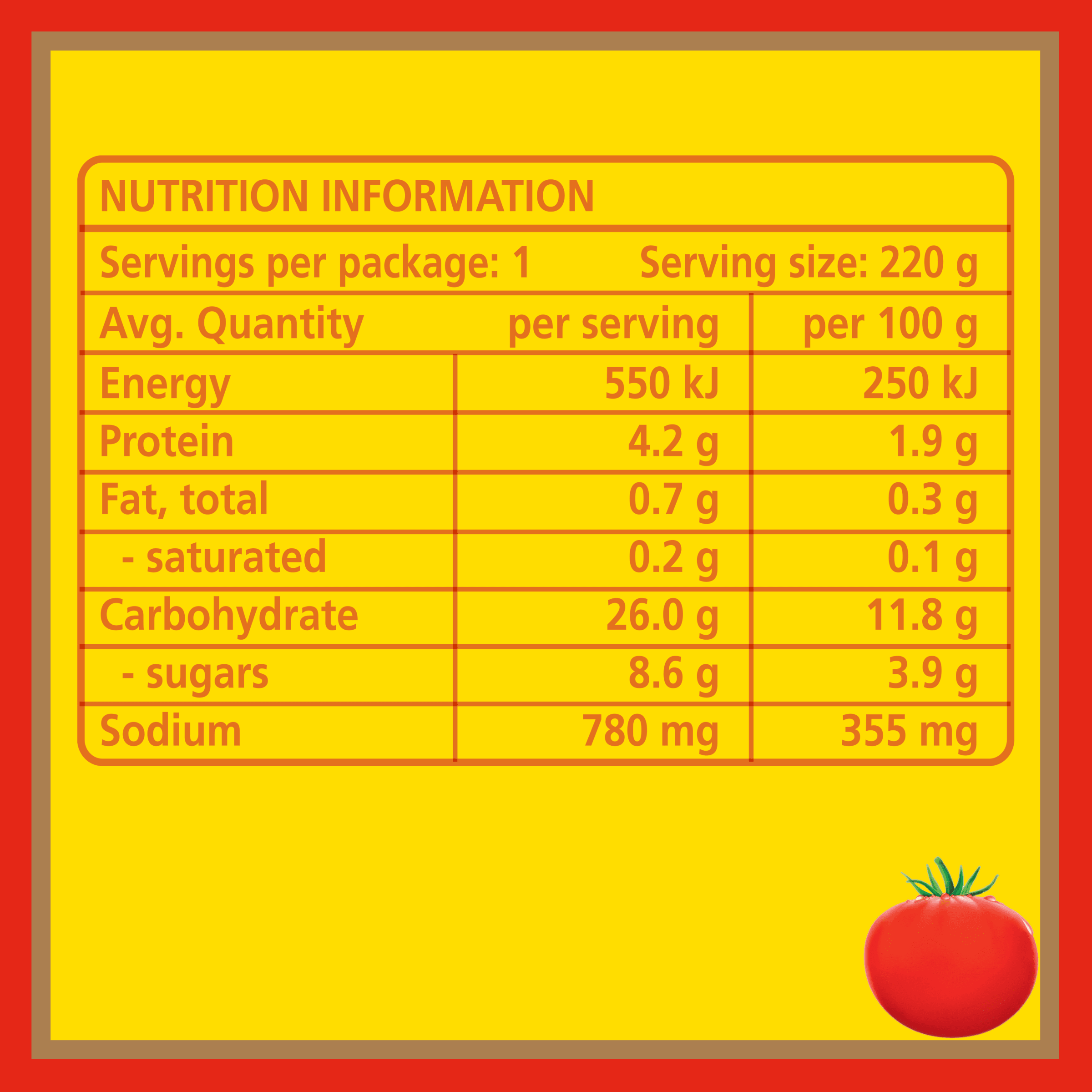 Nutrition info for this product.