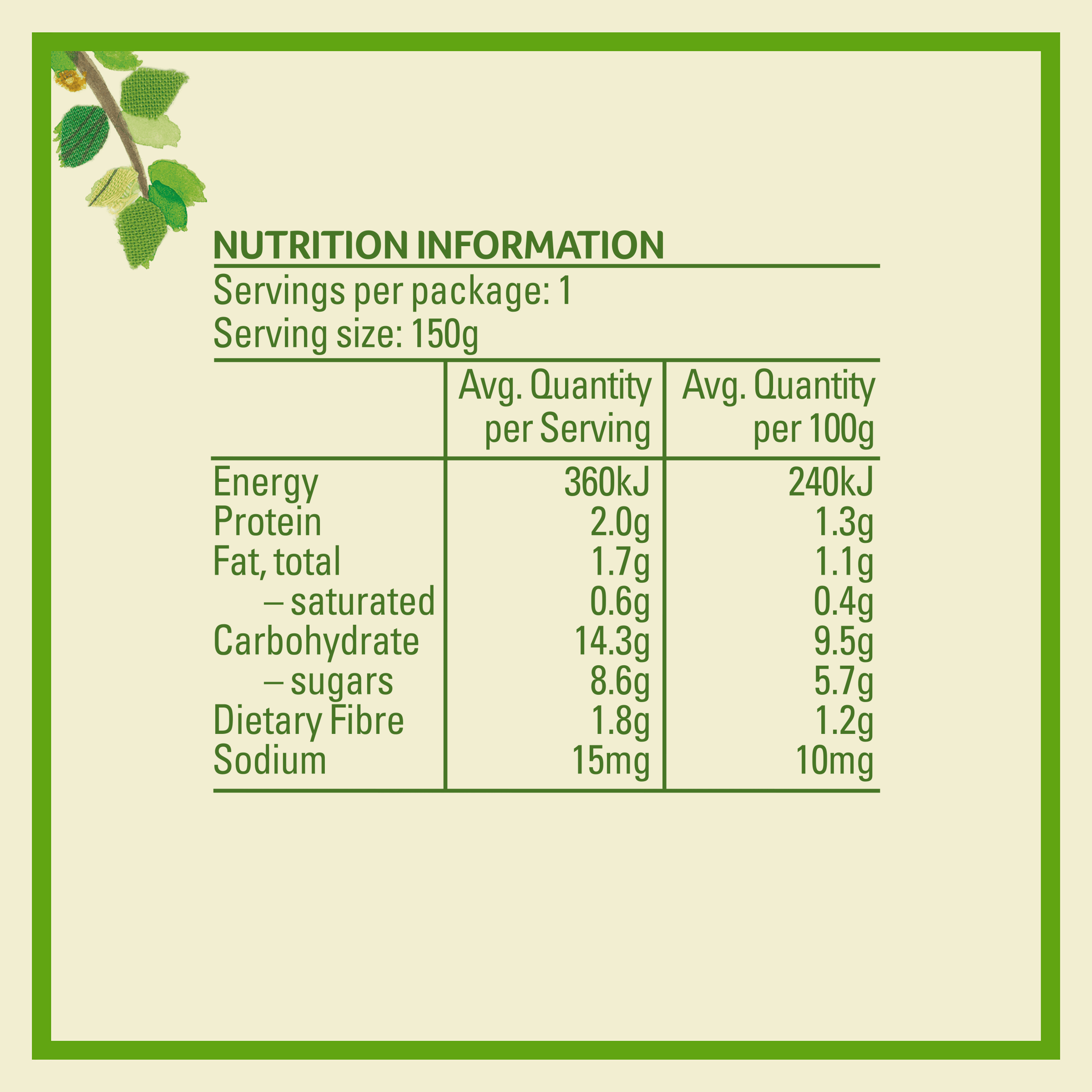 Nutrition info for this product.