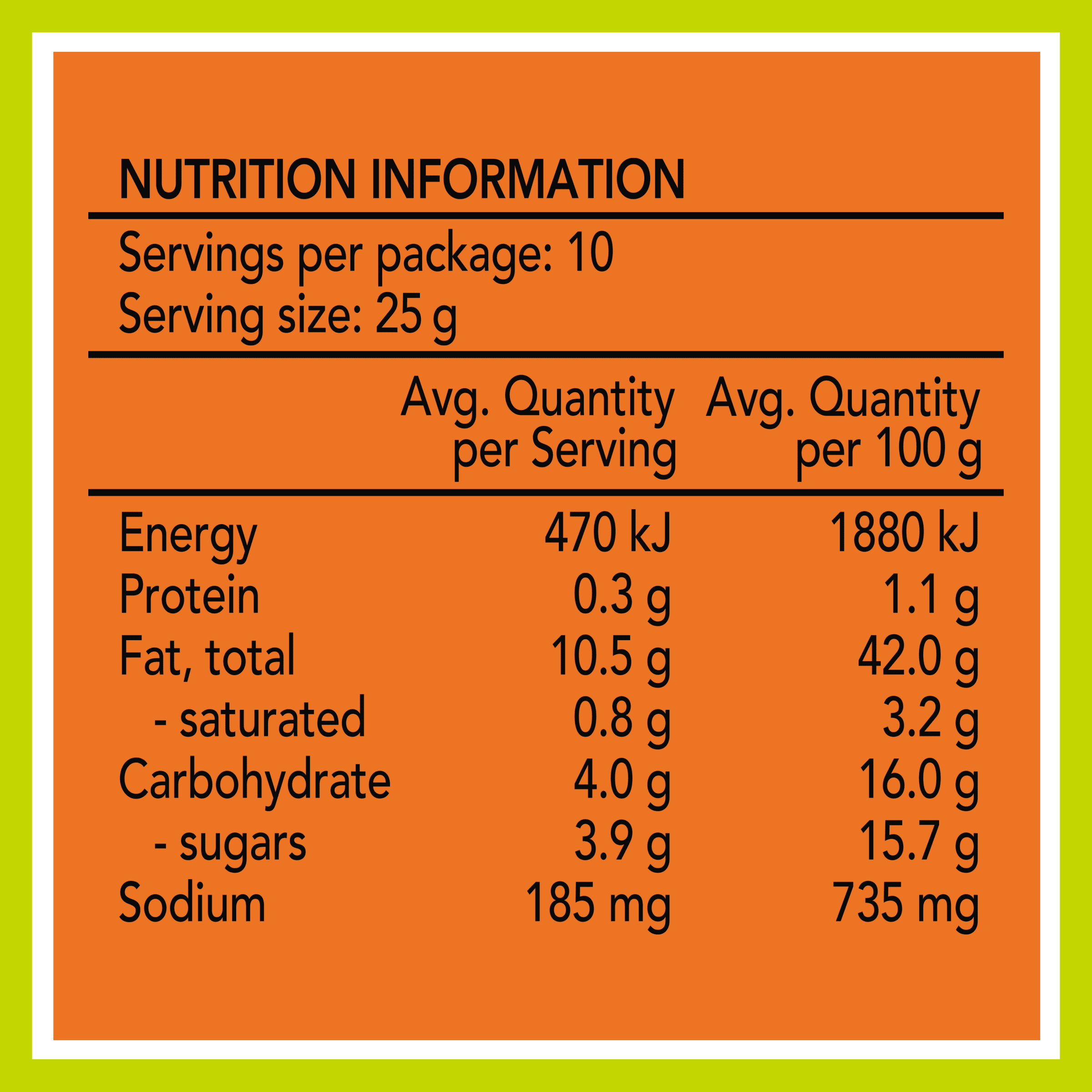 Nutrition info for this product.